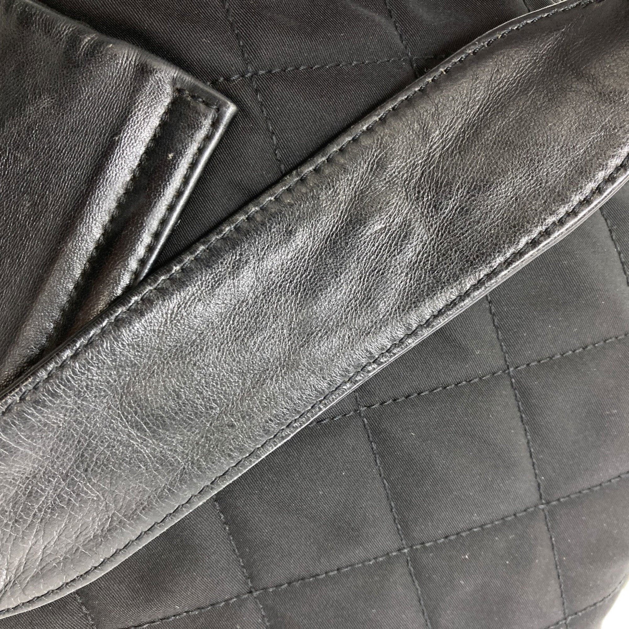 Chanel Matelasse Black Nylon Leather Shoulder Bag (Pre-Owned)