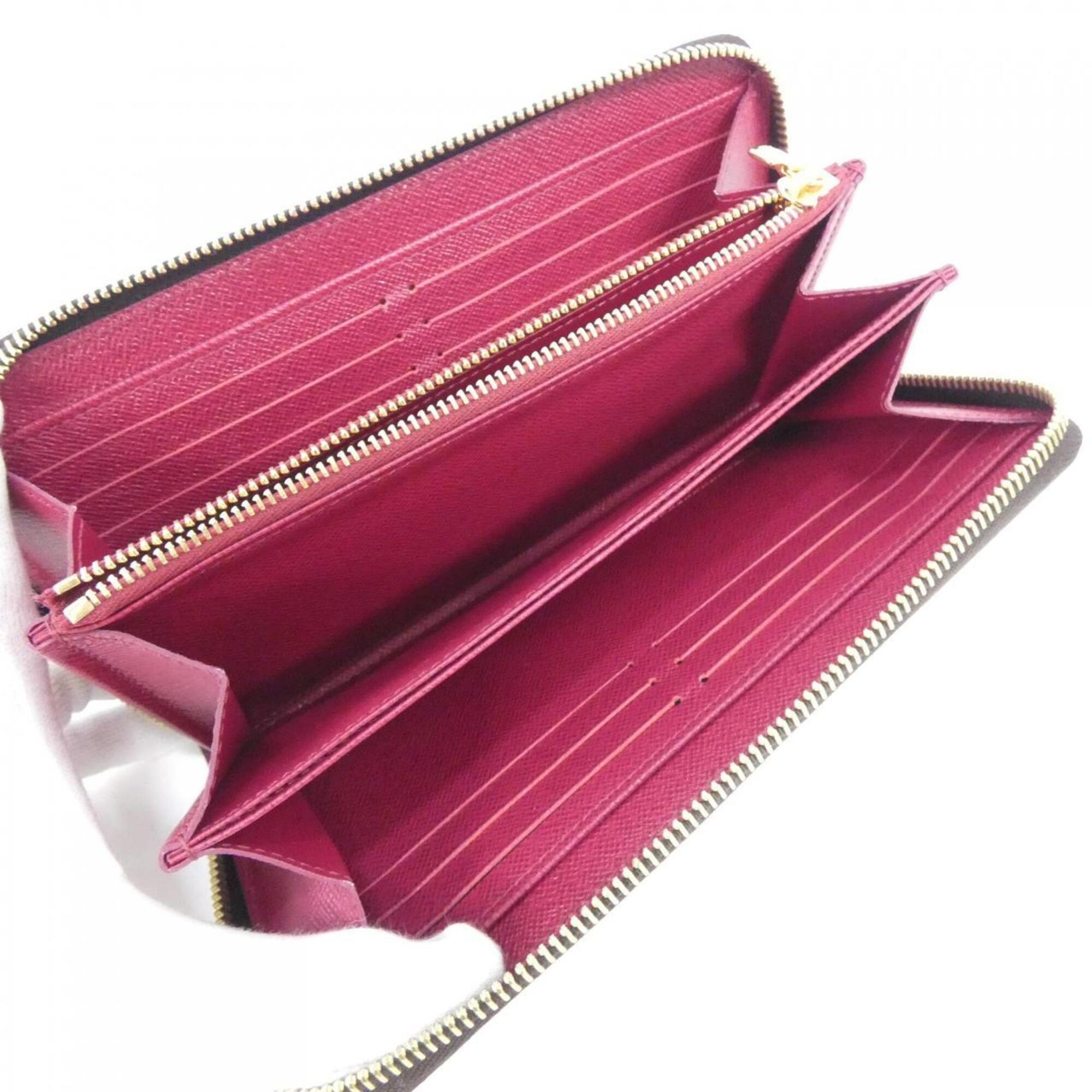 Louis Vuitton Fuchsia Marron Coated Canvas Long Wallet (Bi-Fold) (Pre-Owned)