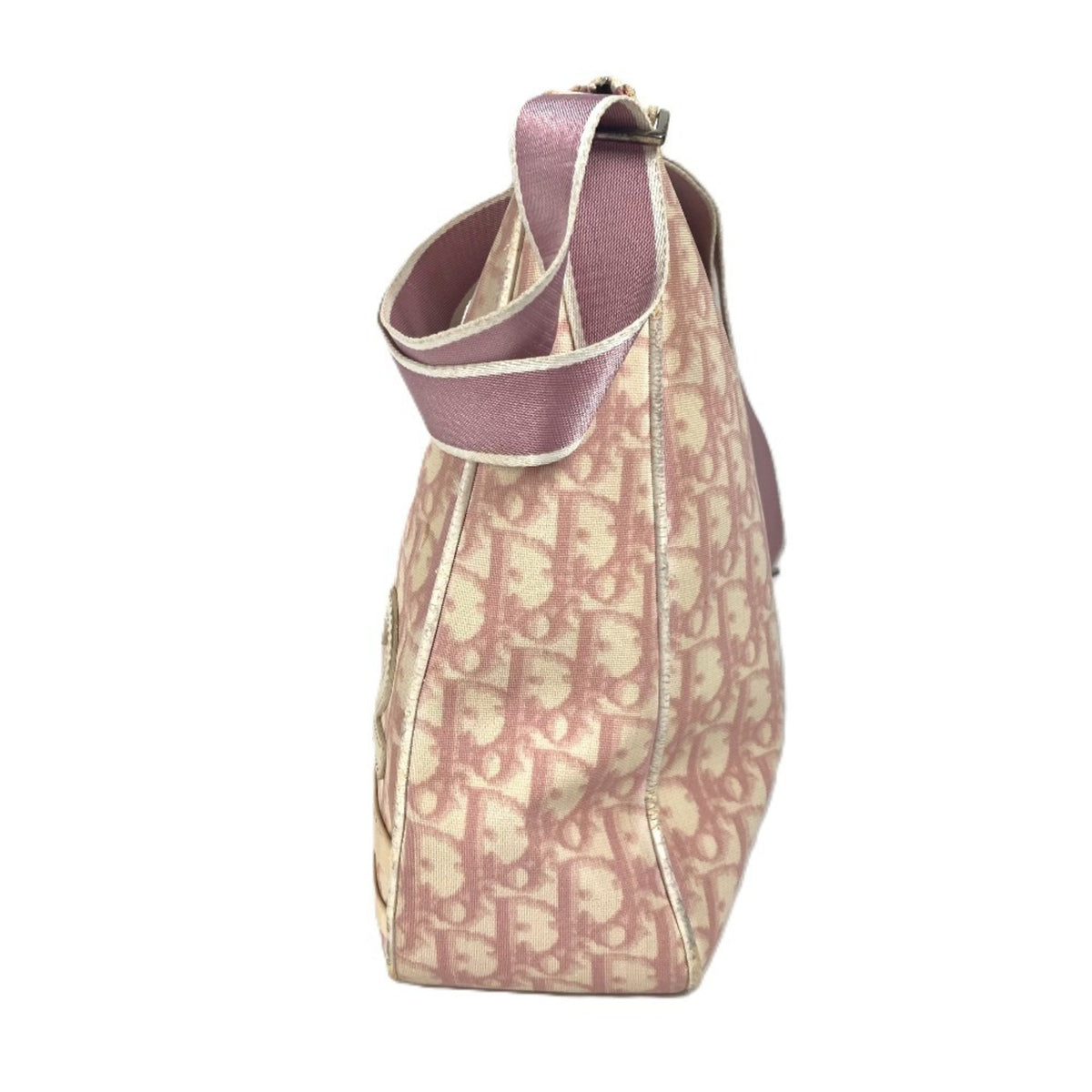 Christian Dior Trotter Pink White Pvc Leather Shoulder Bag (Pre-Owned)