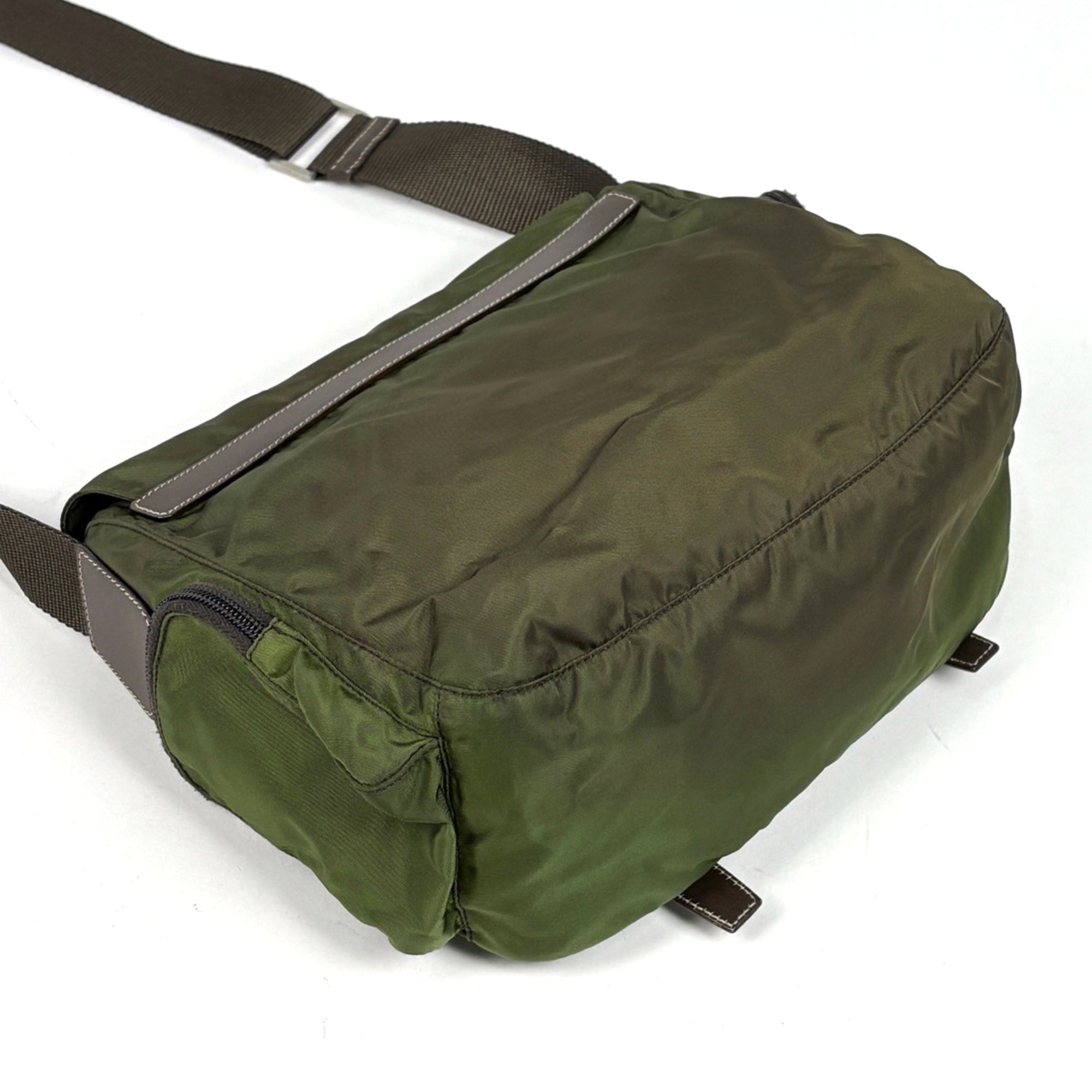 Prada Khaki Nylon Shoulder Bag (Pre-Owned)