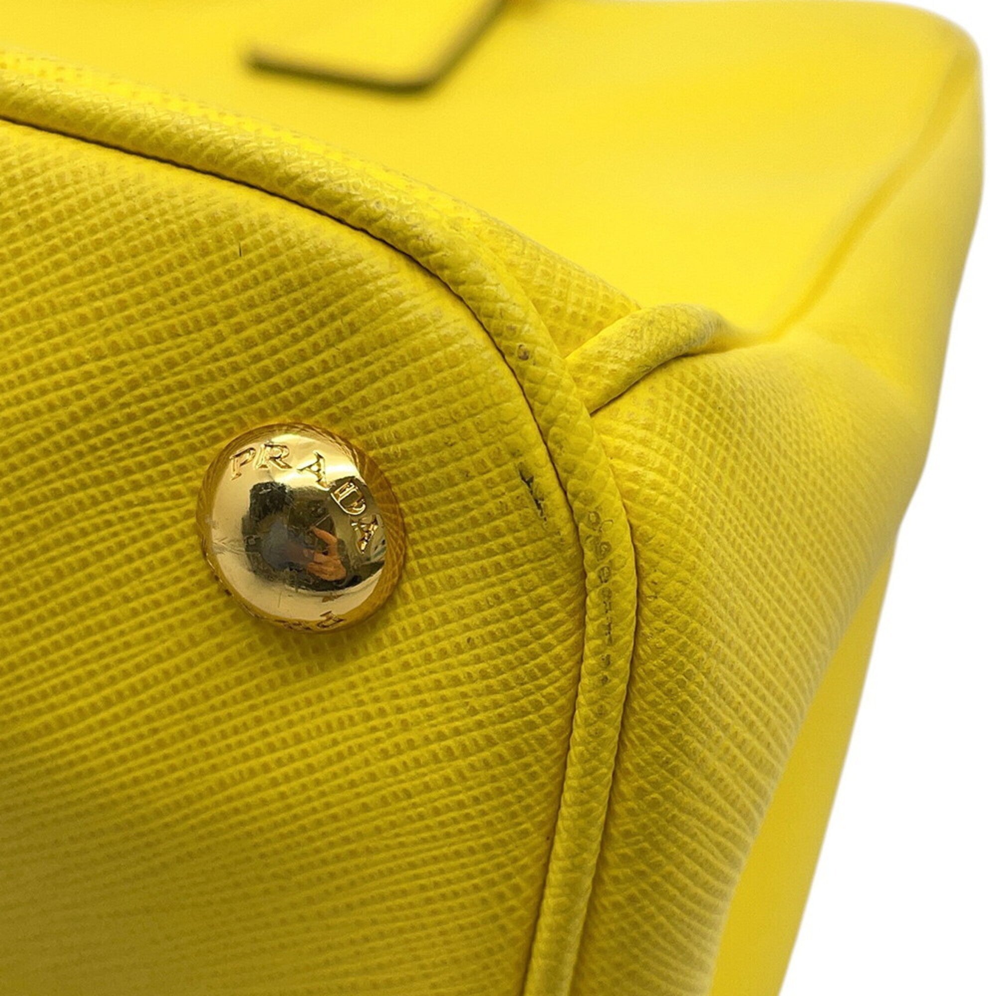 Prada Saffiano Yellow Leather Handbag (Pre-Owned)