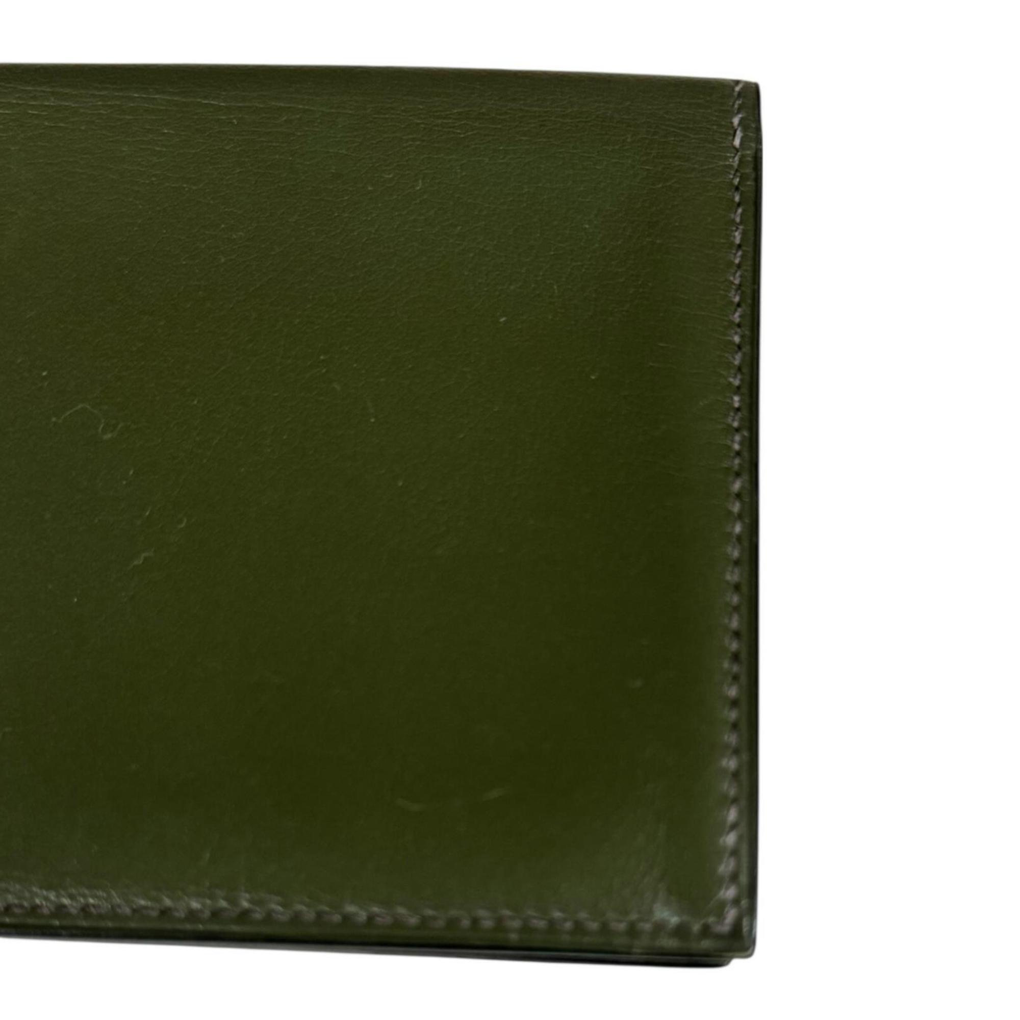 Hermes Green Leather Long Bill Wallet (Bi-Fold) (Pre-Owned)