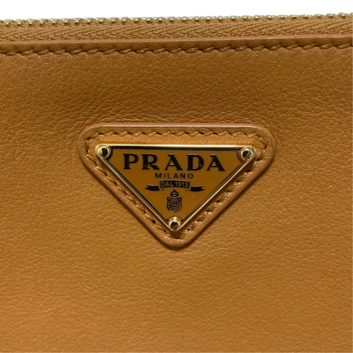 Prada Brown Leather Handbag Pouch Shoulder Bag (Pre-Owned)