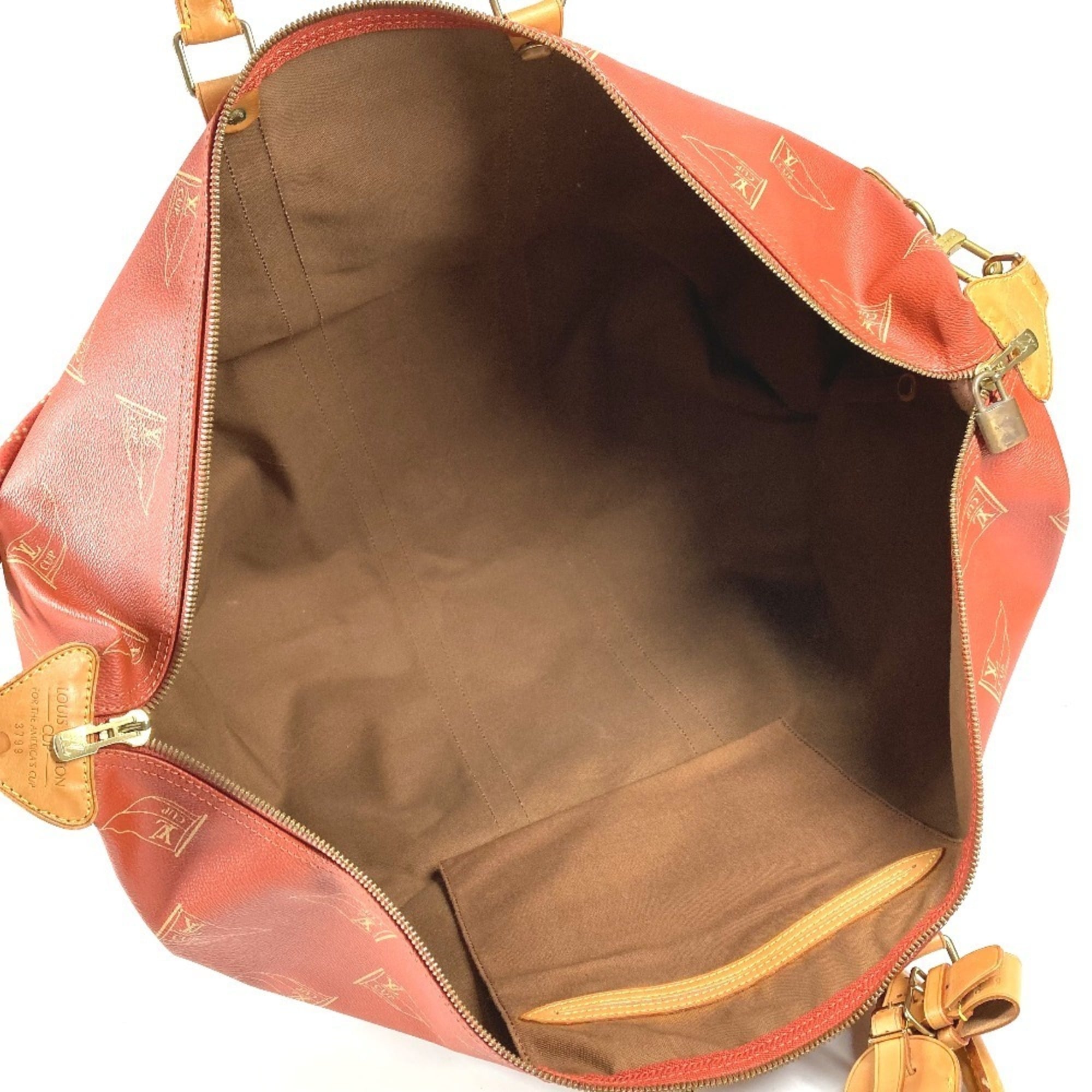 Louis Vuitton Galle Red Color Leather Canvas Boston Bag Handbag Shoulder Bag (Pre-Owned)