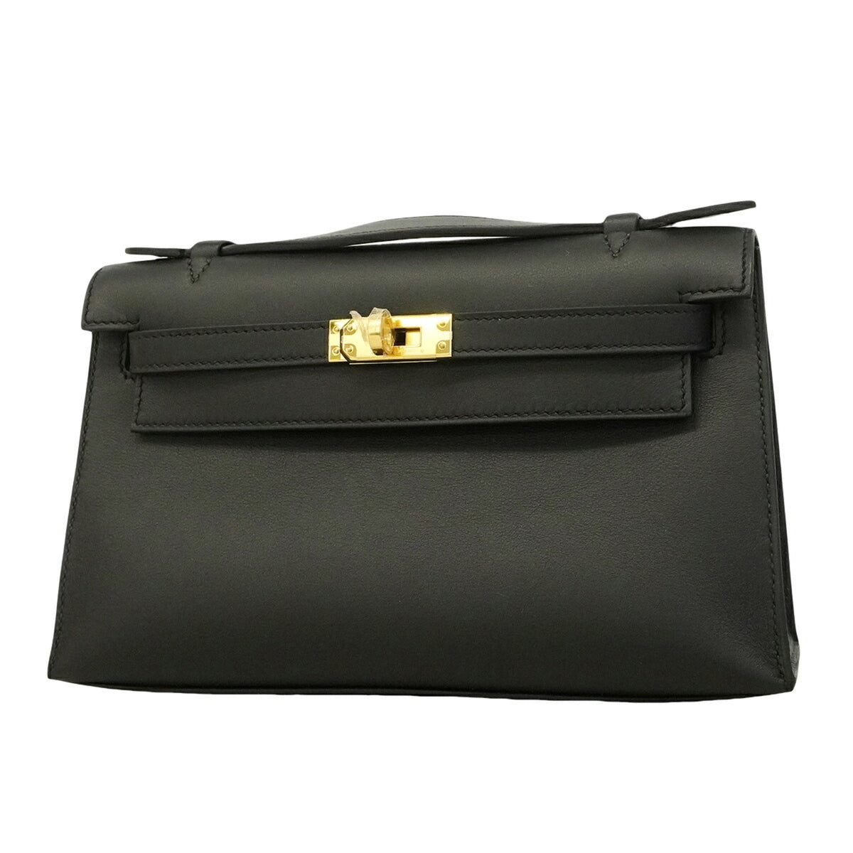 Hermes Black Swift Leather Handbag (Pre-Owned)