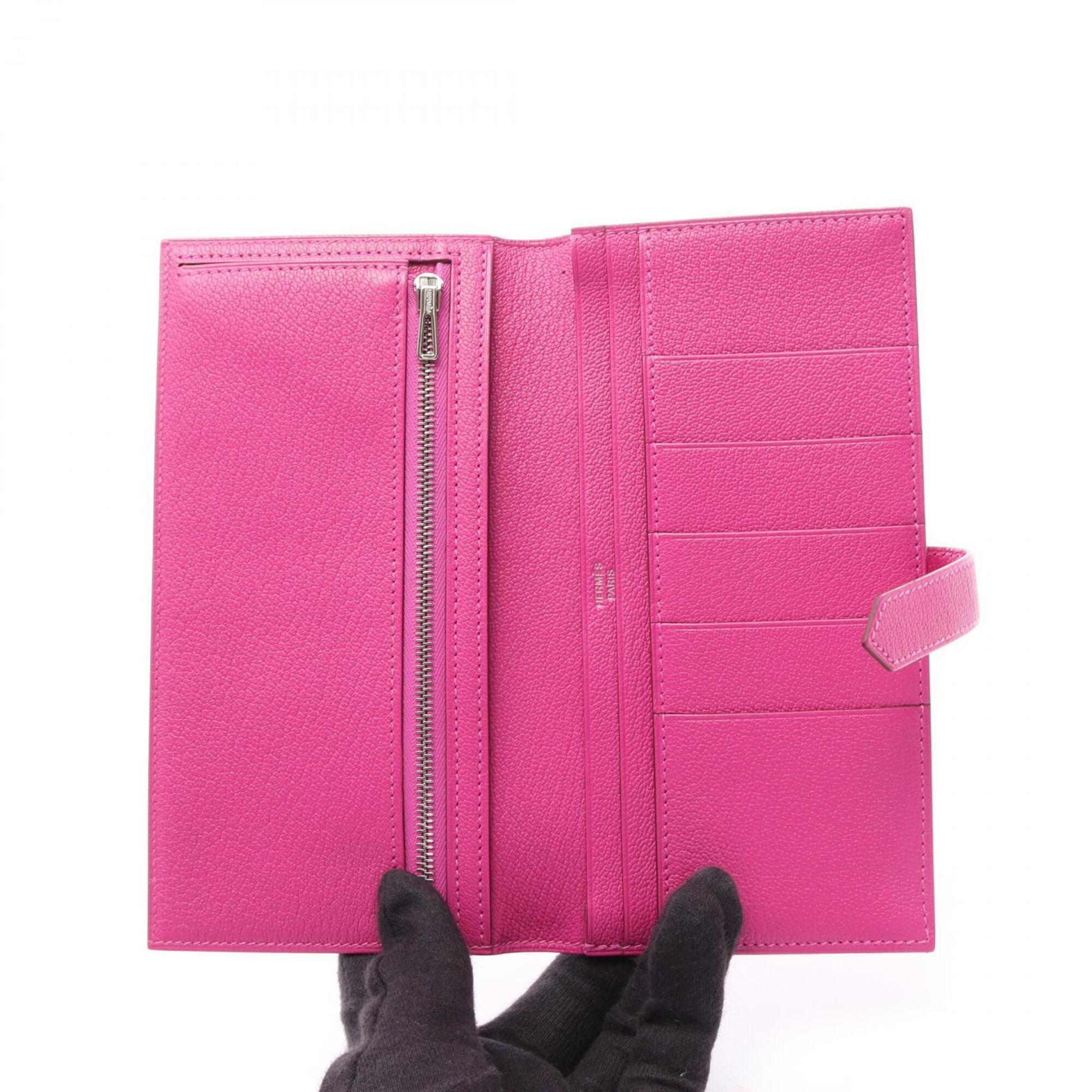 Hermes Pink Chevre Leather Long Wallet (Bi-Fold) (Pre-Owned)