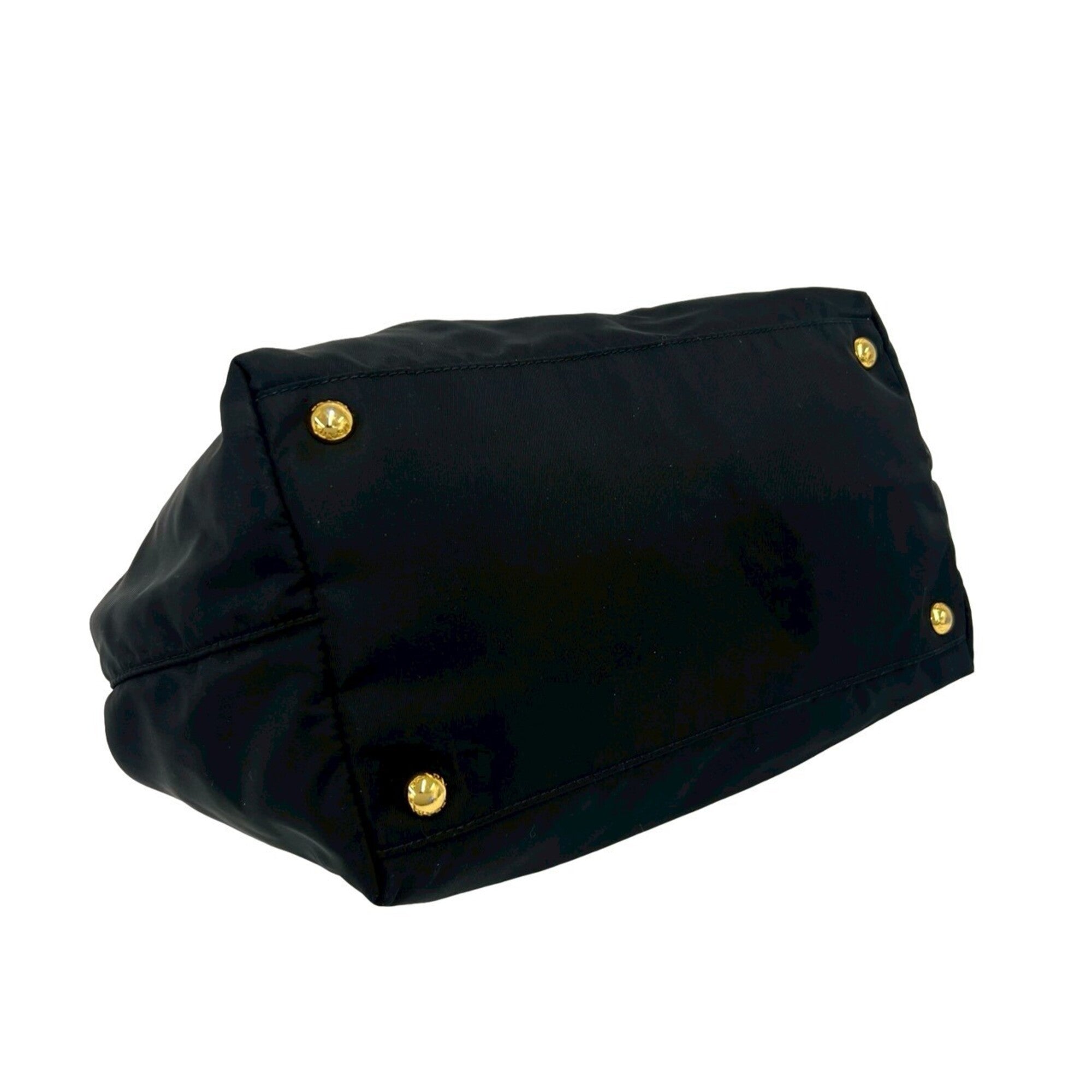 Prada Black Nylon Leather Handbag Tote Bag (Pre-Owned)