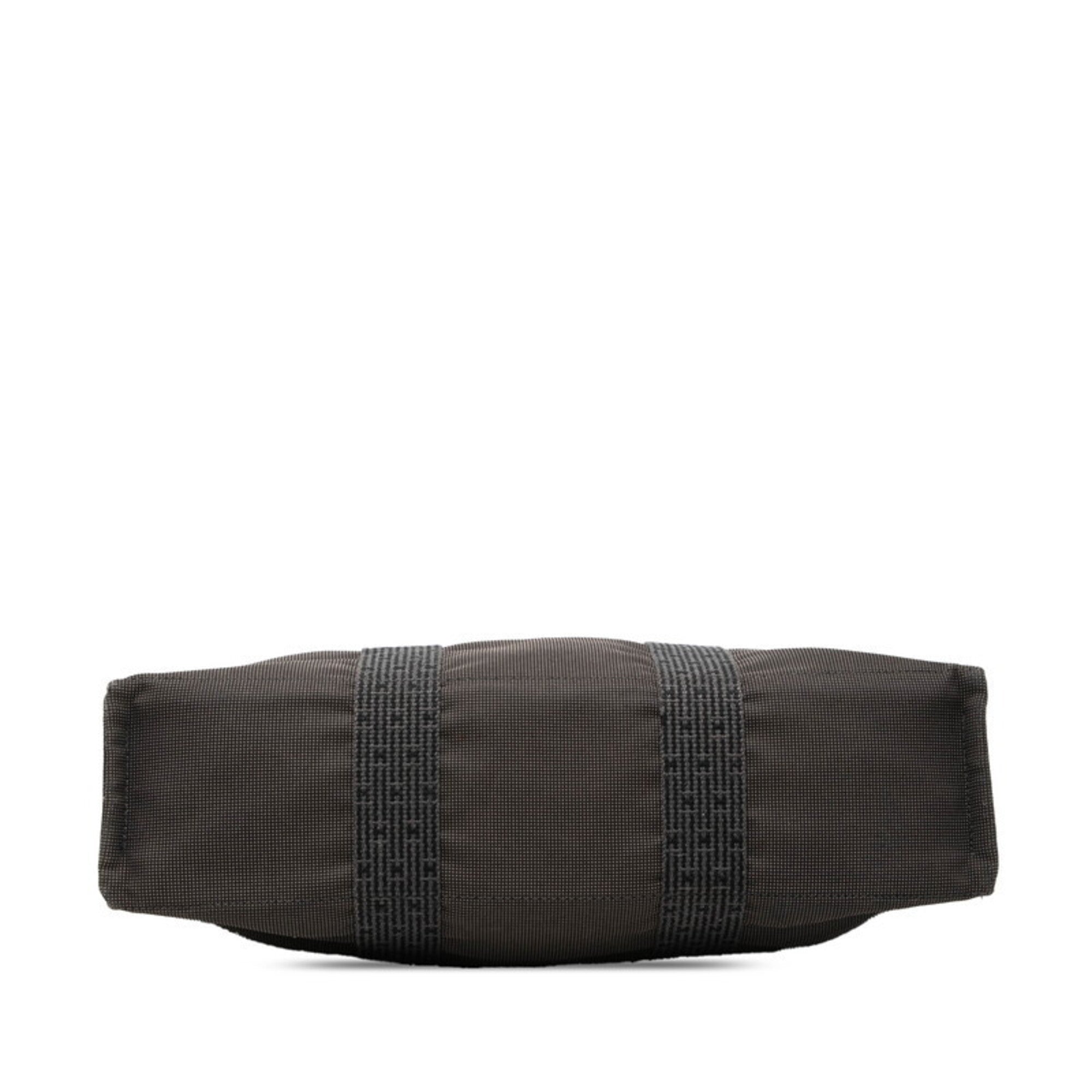 Hermes Her Line Black Gray Canvas Handbag Tote Bag (Pre-Owned)