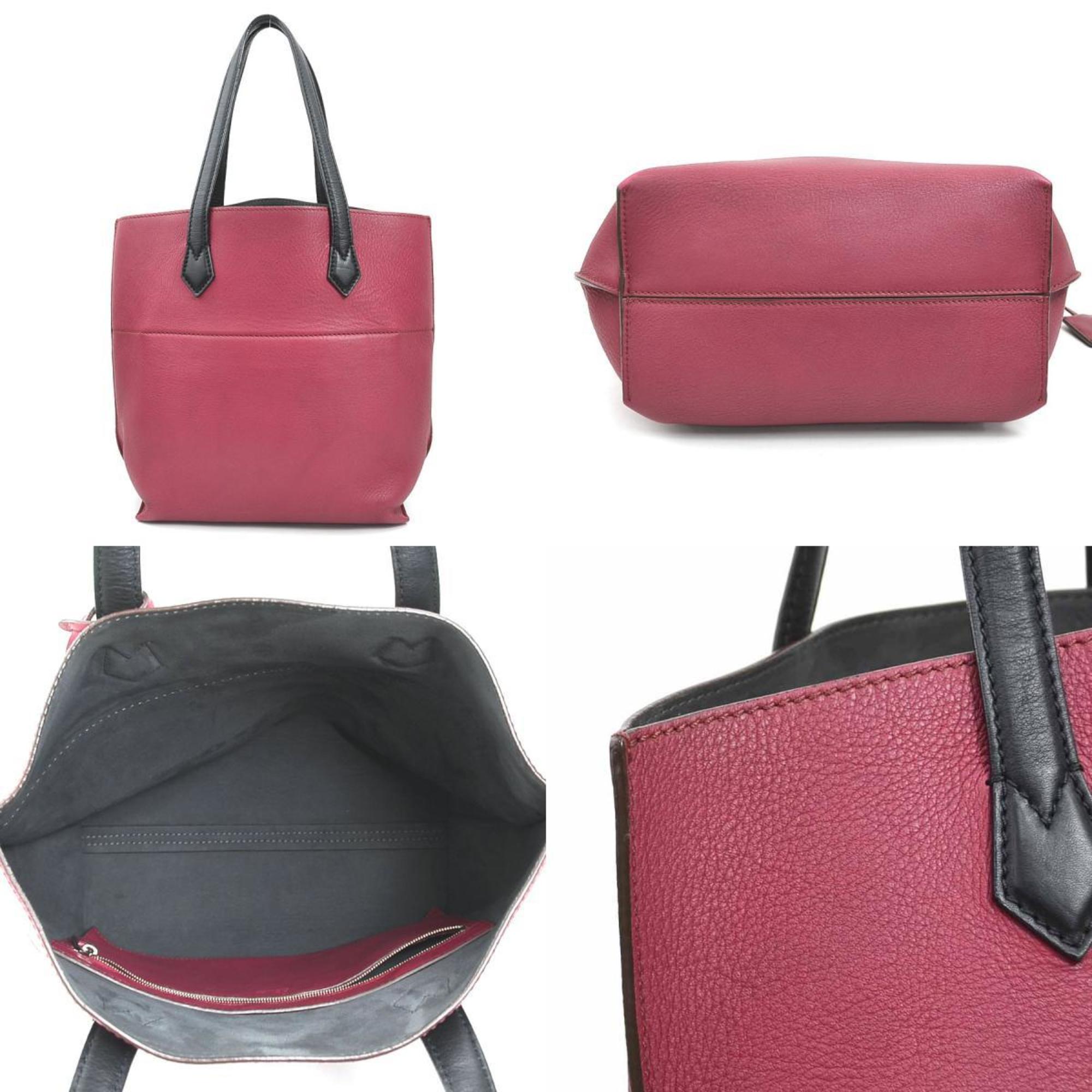 Fendi Black Bordeaux Leather Handbag Tote Bag (Pre-Owned)