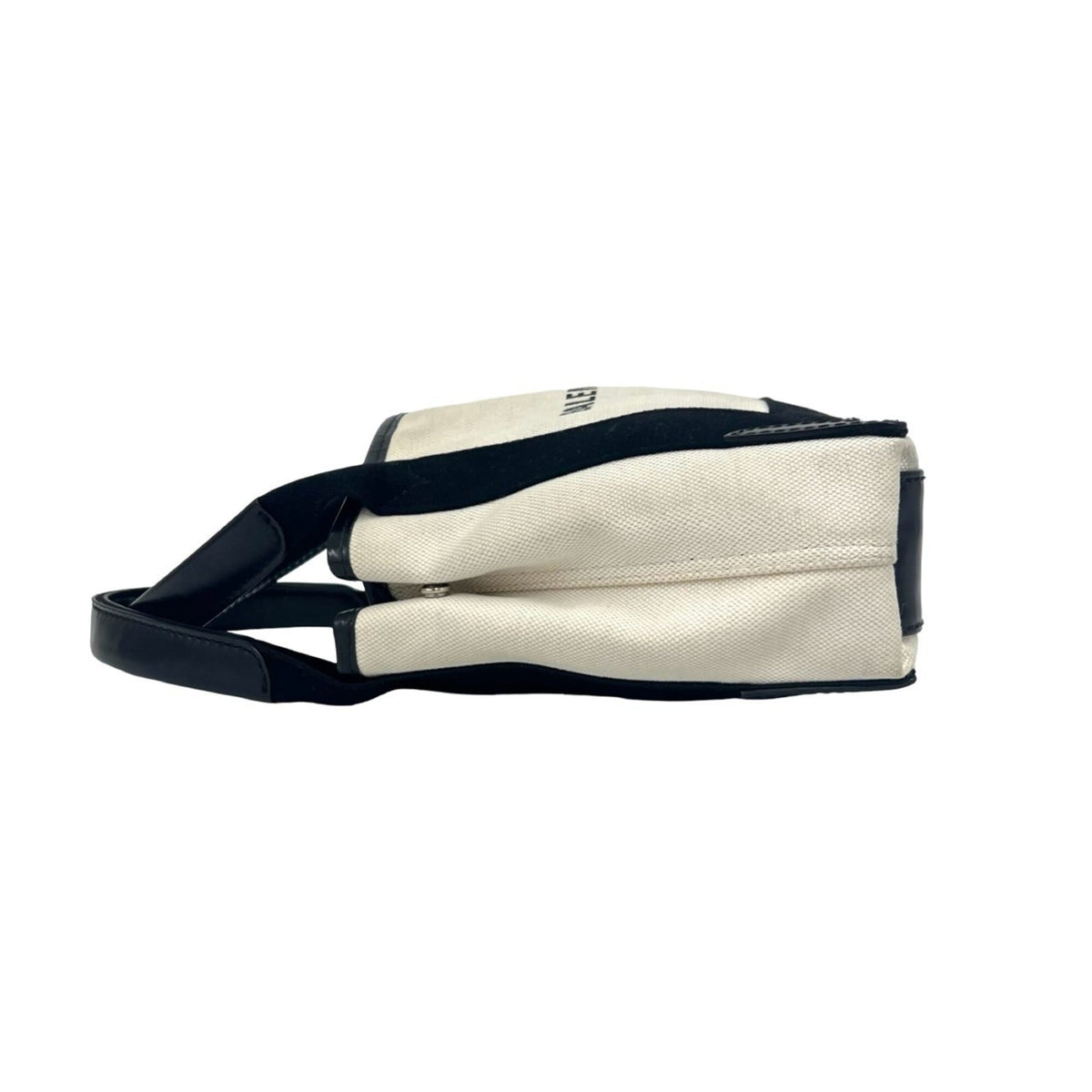 Balenciaga Black Ivory Canvas Leather Handbag Tote Bag (Pre-Owned)