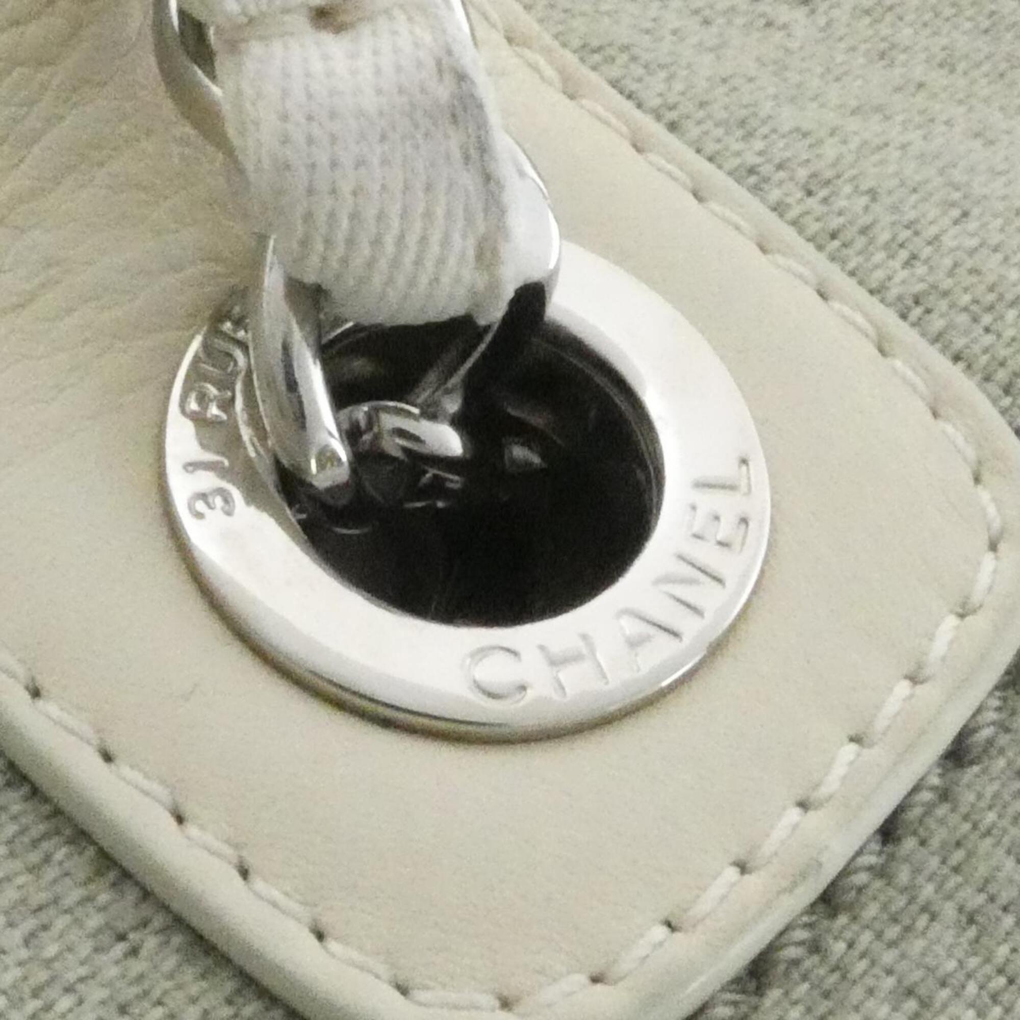 Chanel Khaki White Canvas Handbag (Pre-Owned)