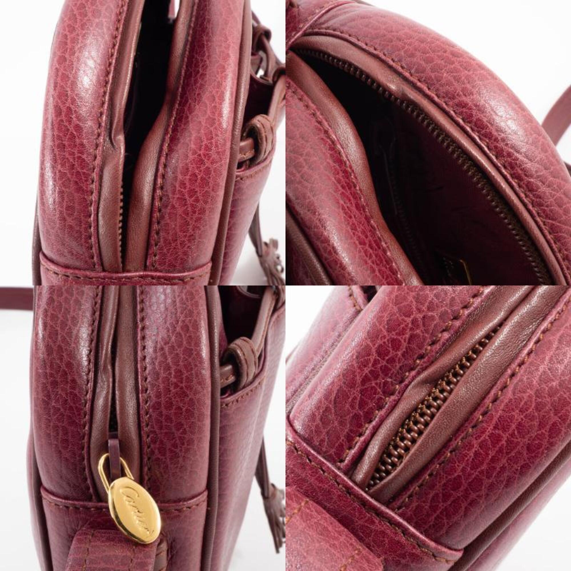 Cartier Must Bordeaux Leather Pochette Shoulder Bag (Pre-Owned)