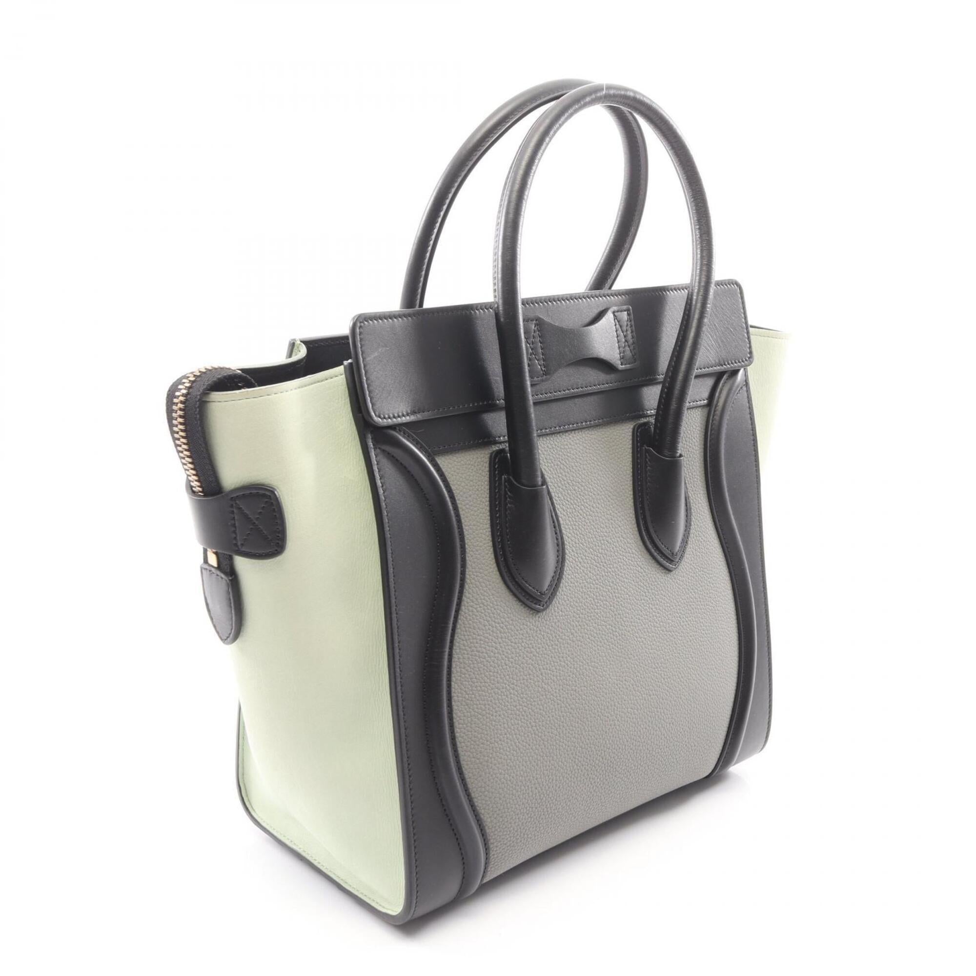 Celine Black Gray Green Leather Handbag Tote Bag (Pre-Owned)