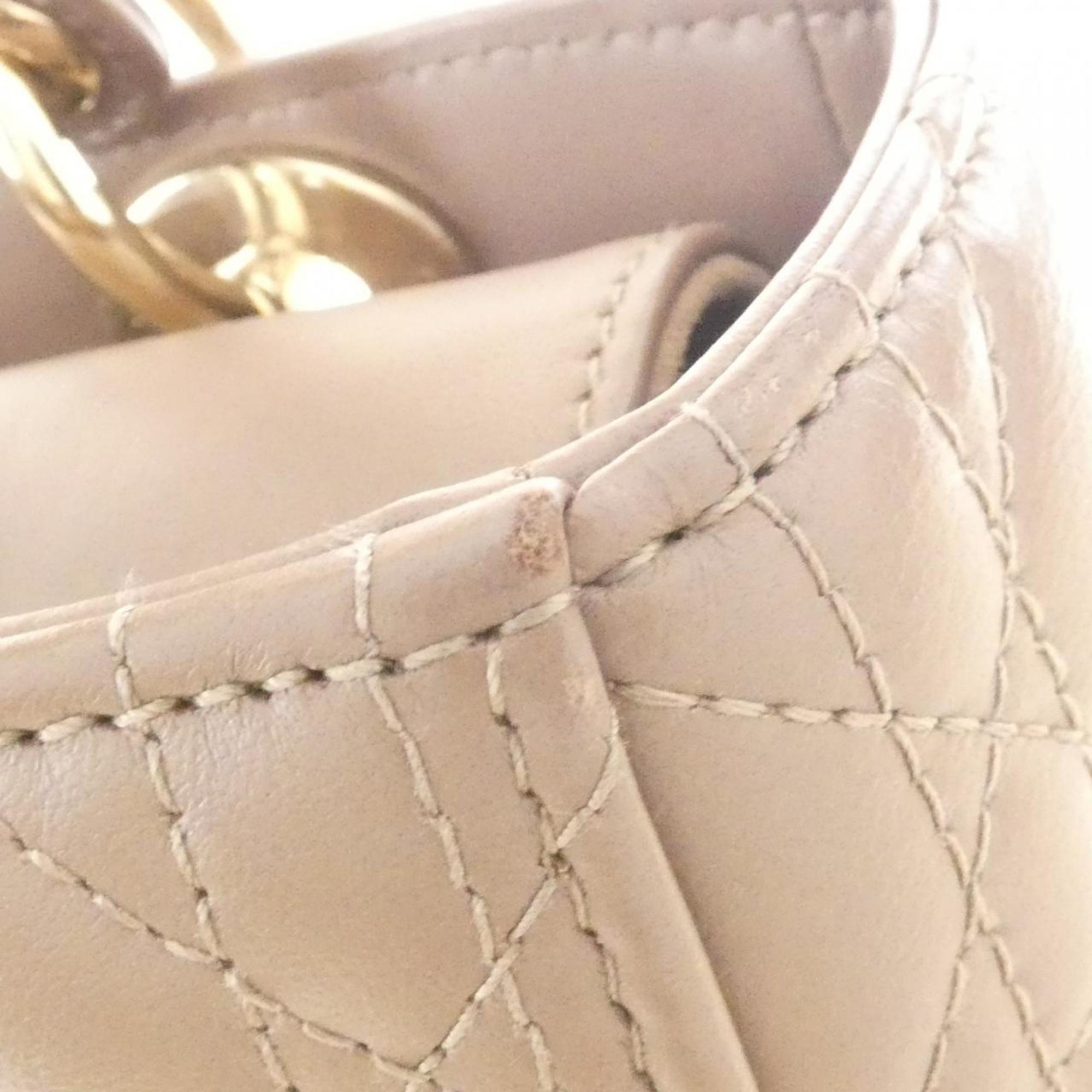 Christian Dior Brown Leather Handbag Shoulder Bag (Pre-Owned)