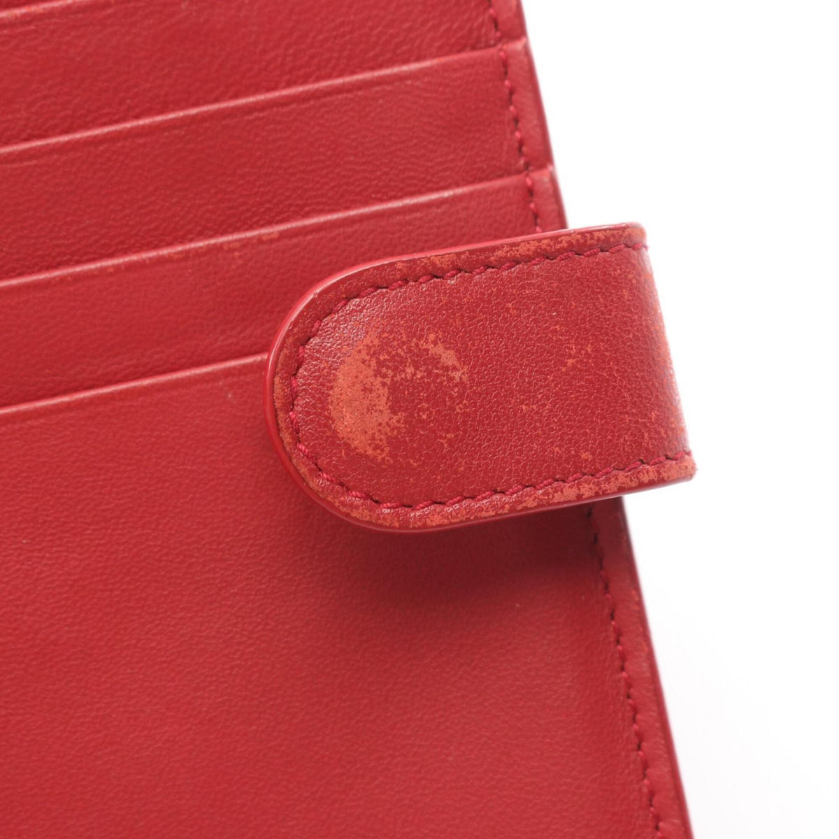 Bottega Veneta Red Color Intrecciato Wallet (Bi-Fold) (Pre-Owned)