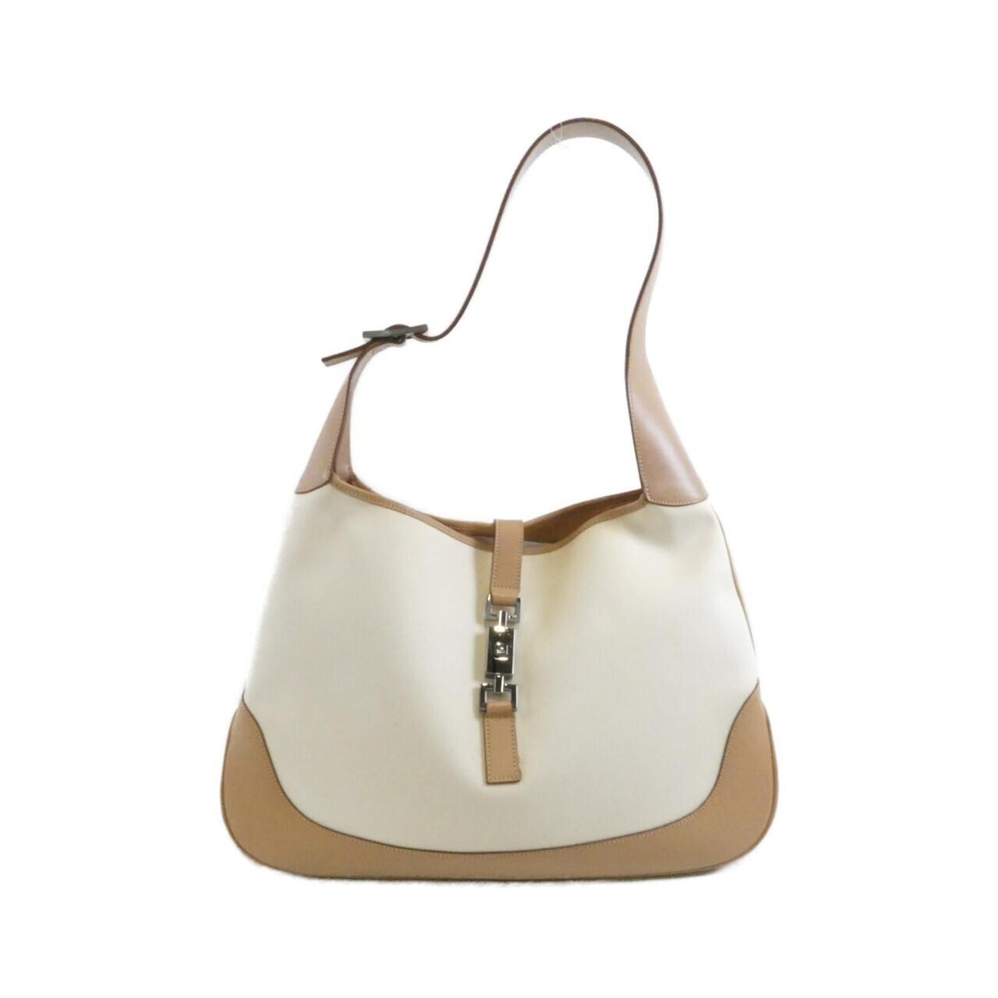 Gucci Beige Canvas Leather Shoulder Bag (Pre-Owned)