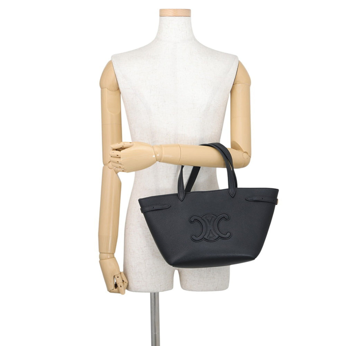 Celine Cabas Black Leather Handbag Shoulder Bag (Pre-Owned)