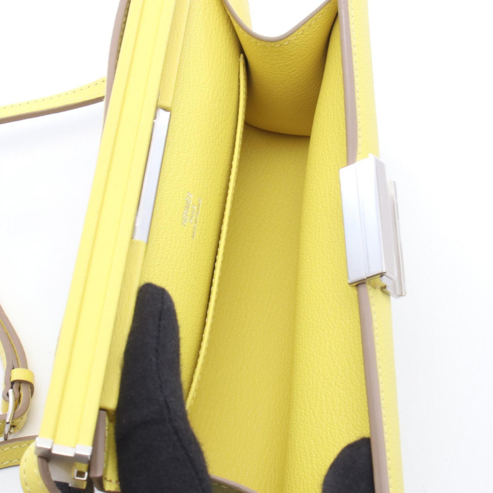 Hermes Lime Yellow Leather Handbag Shoulder Bag (Pre-Owned)