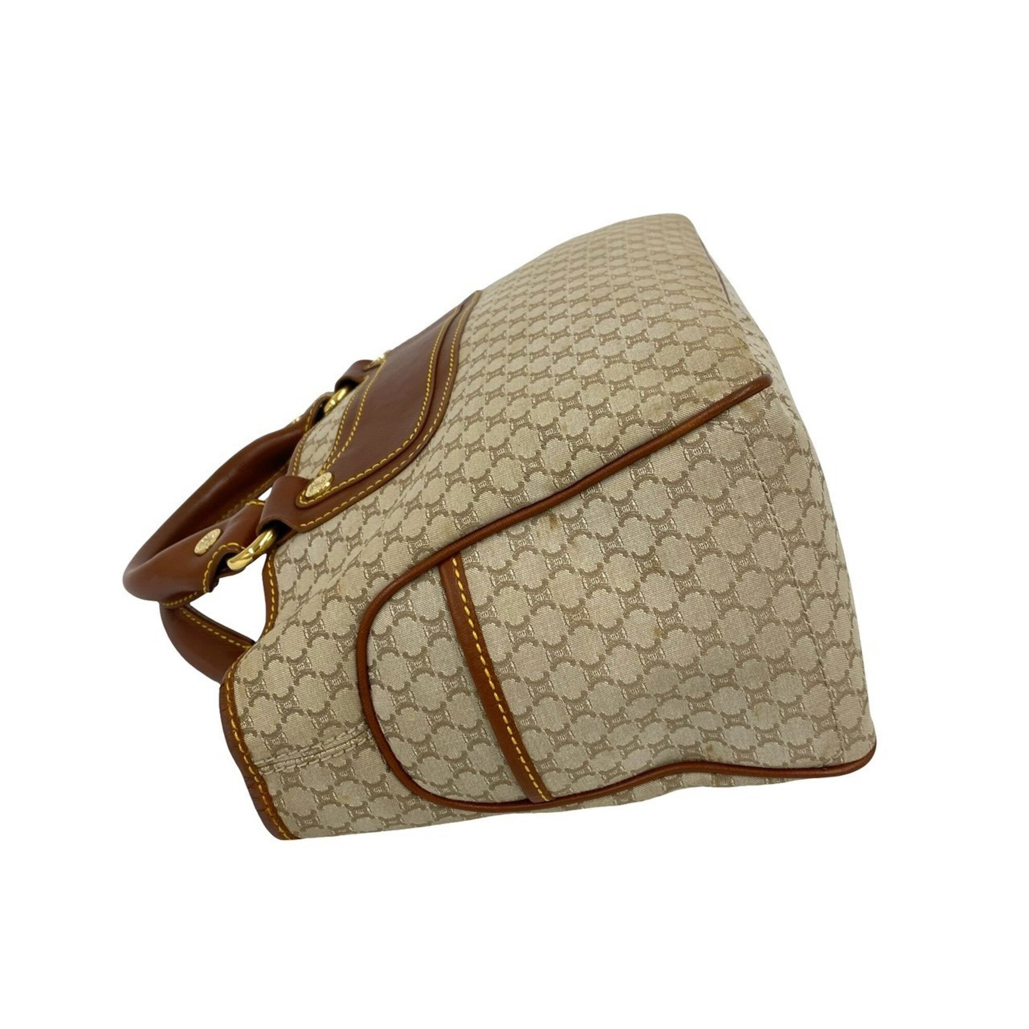 Celine Beige Brown Canvas Leather Handbag Tote Bag (Pre-Owned)