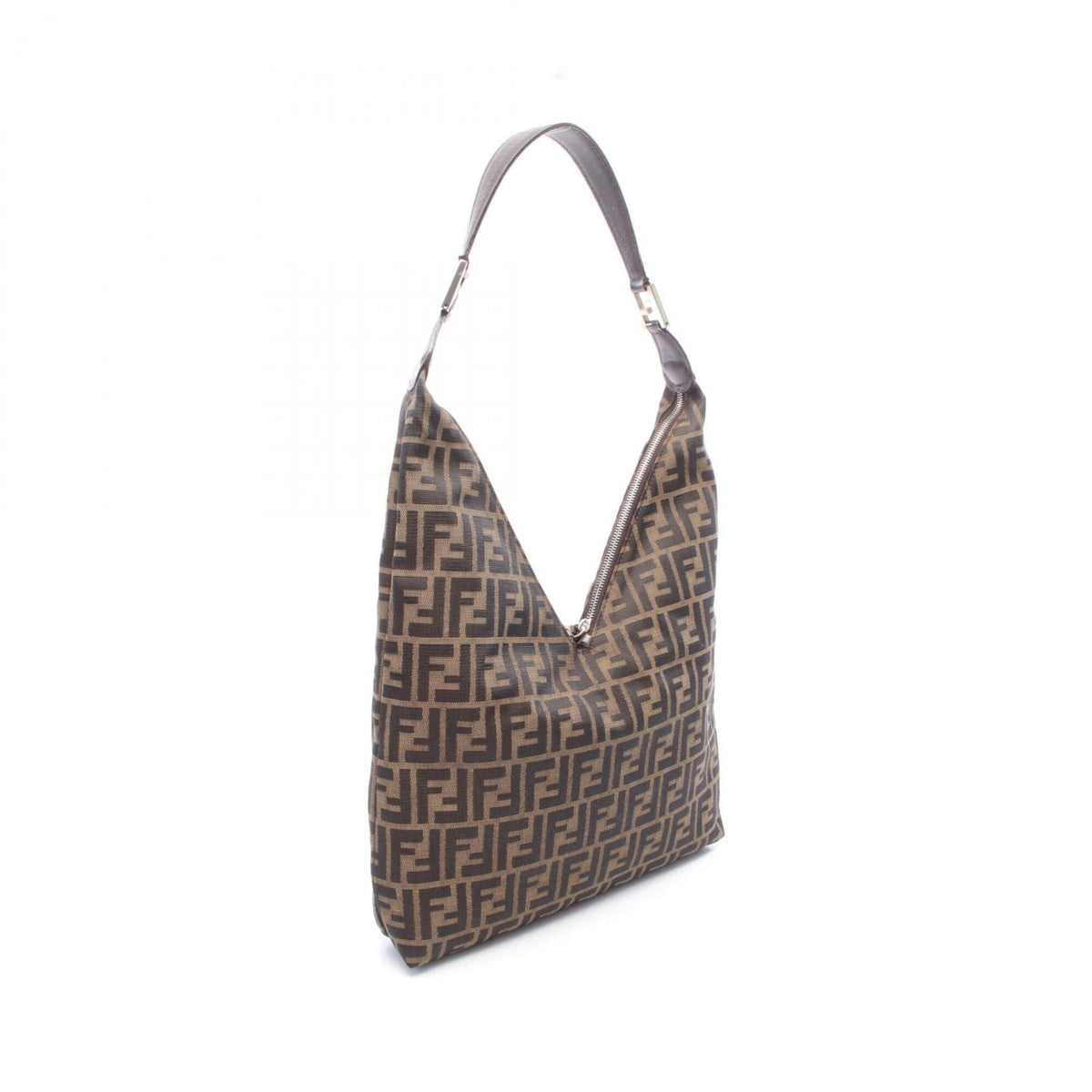 Fendi Brown Canvas Leather Handbag Shoulder Bag (Pre-Owned)