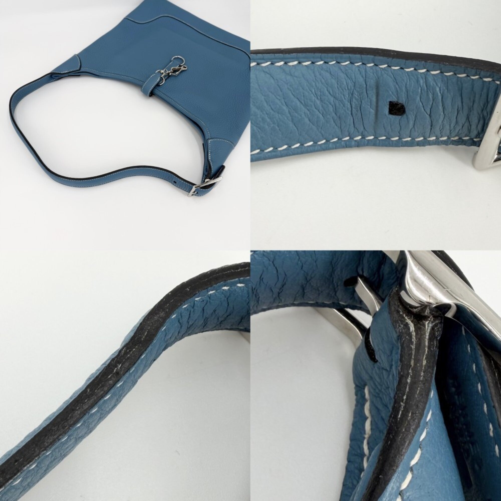 Hermes Blue Leather Shoulder Bag (Pre-Owned)