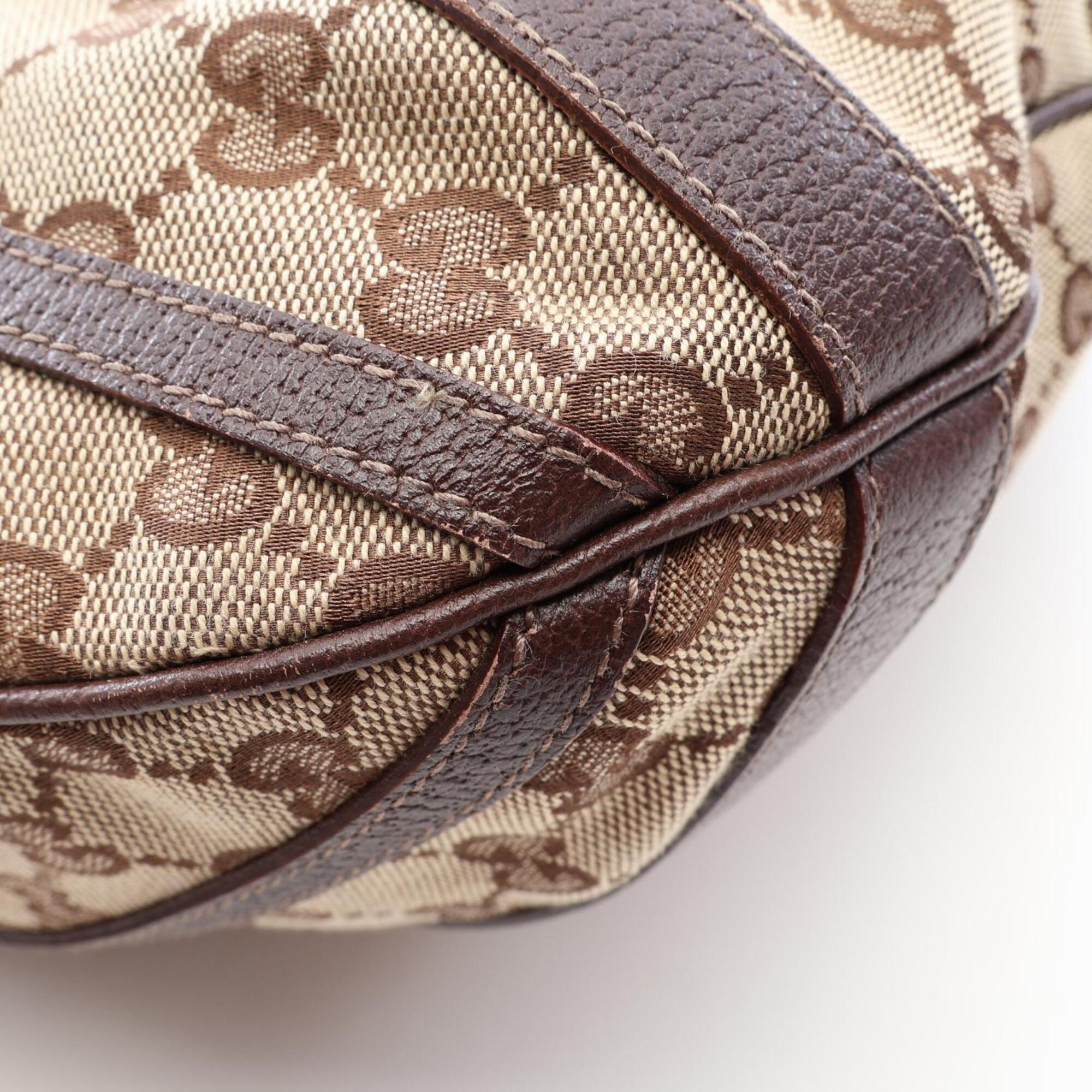 Gucci Beige Brown Gg Canvas Leather Handbag Tote Bag (Pre-Owned)