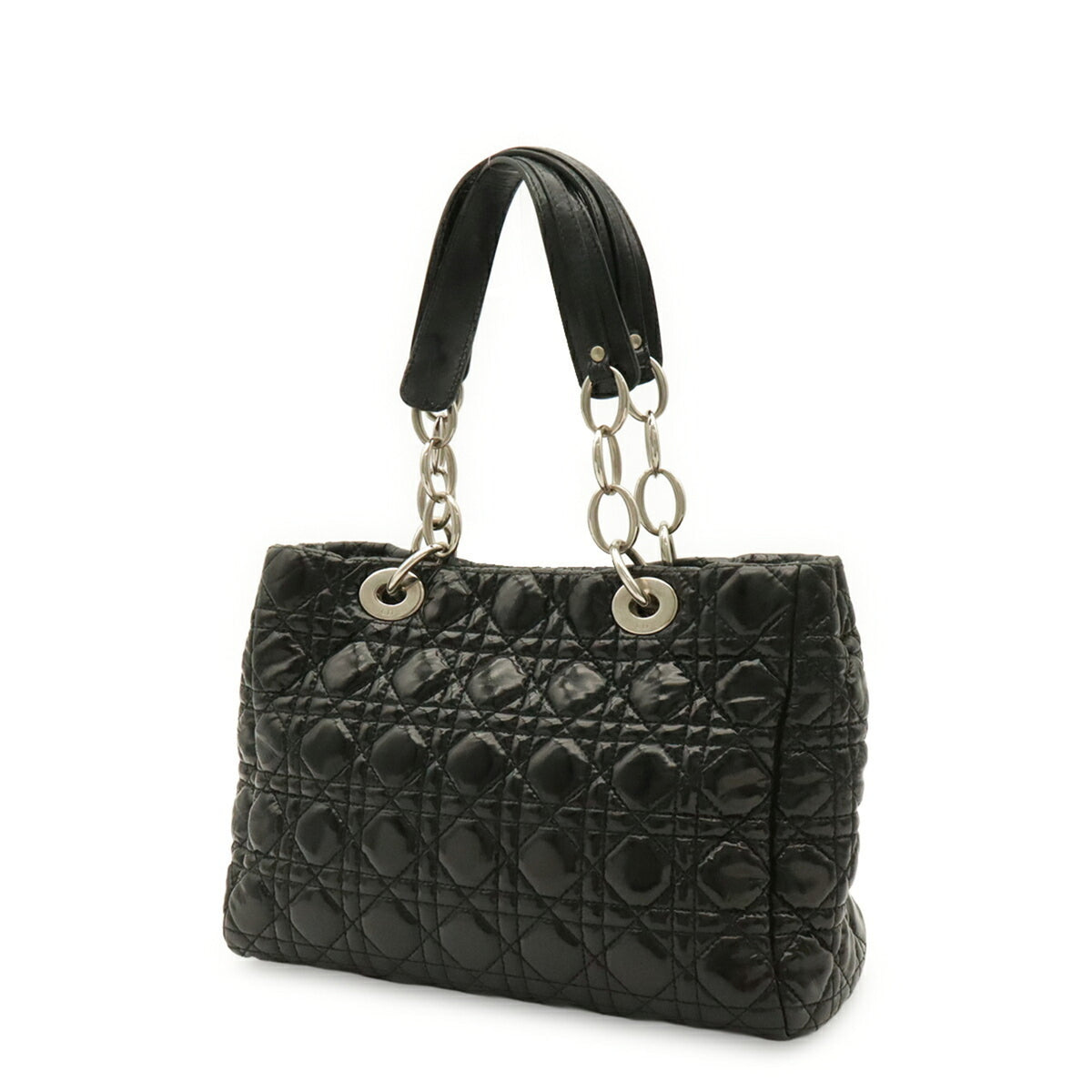 Christian Dior Black Leather Handbag Tote Bag (Pre-Owned)