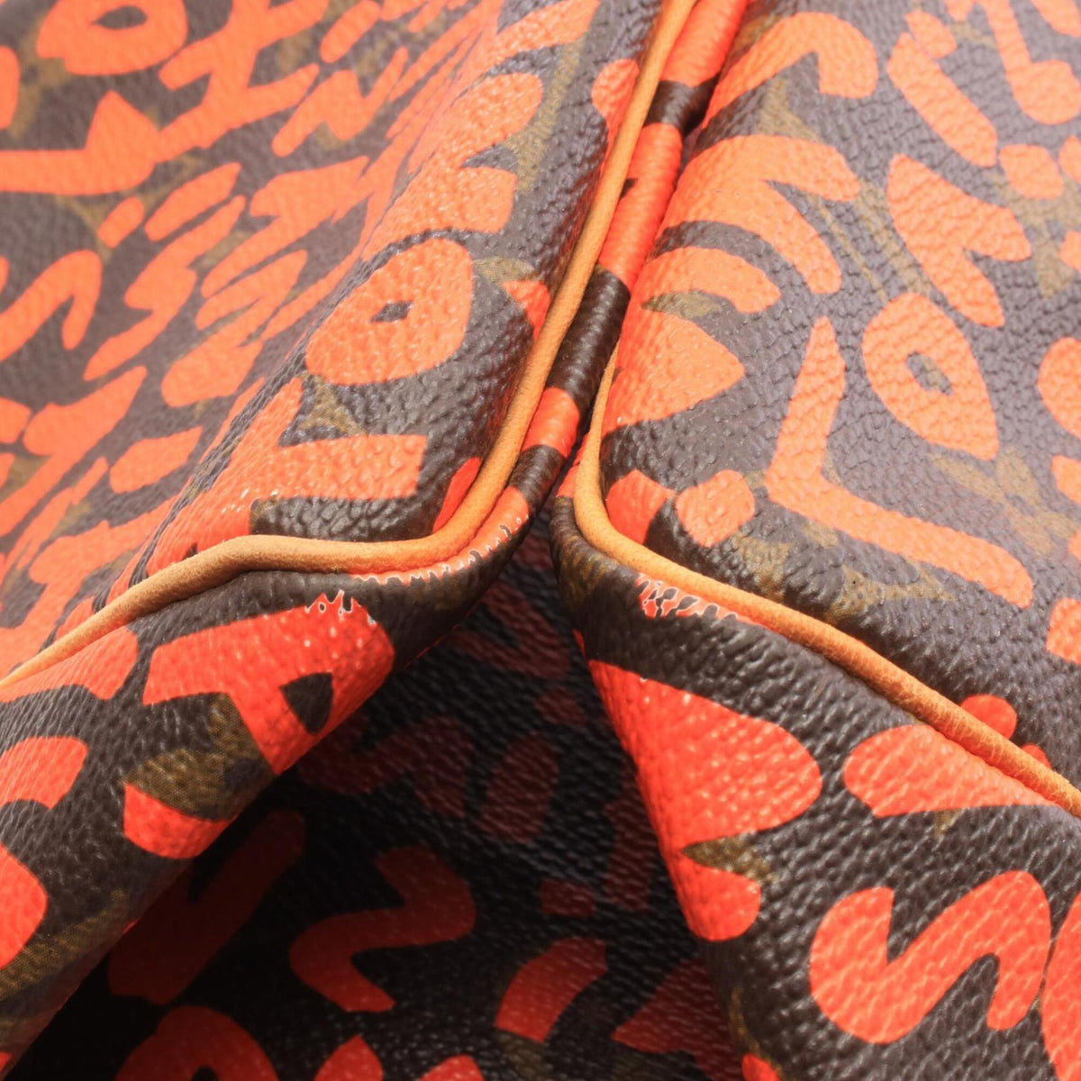 Louis Vuitton Brown Orange Coated Canvas Leather Handbag (Pre-Owned)