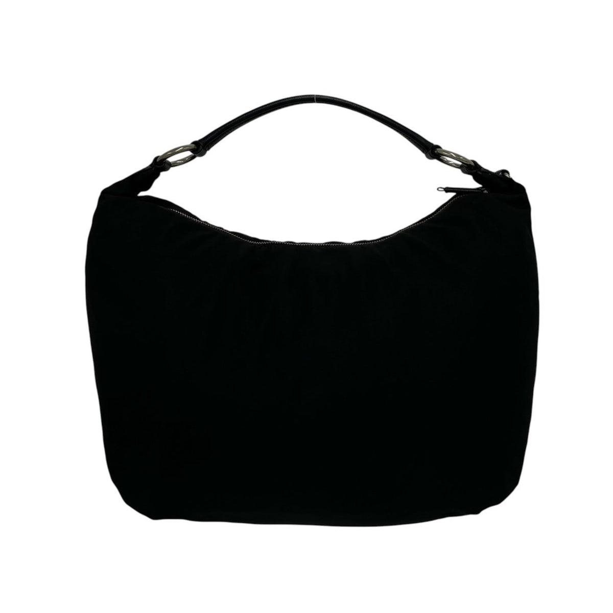 Prada Black Nylon Leather Shoulder Bag Tote Bag (Pre-Owned)
