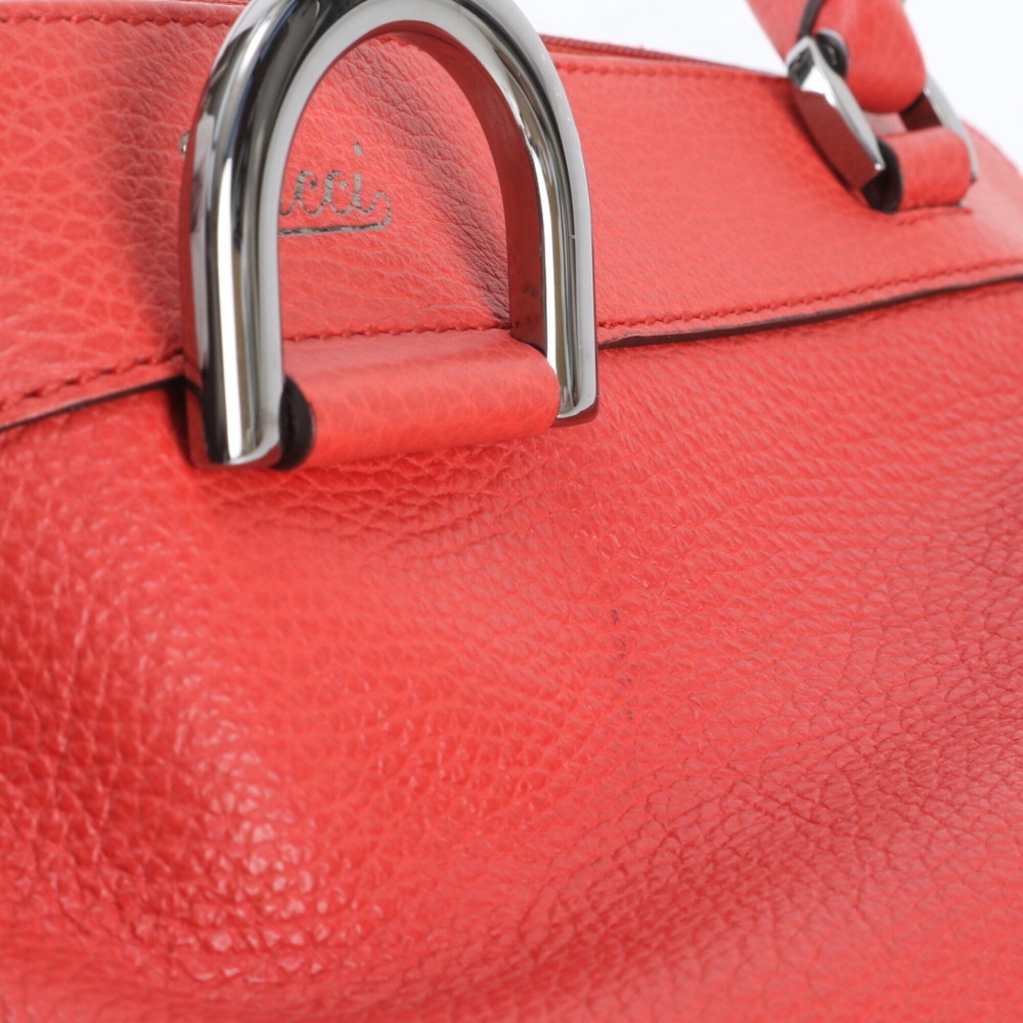 Gucci Abbey Red Color Leather Handbag Tote Bag (Pre-Owned)