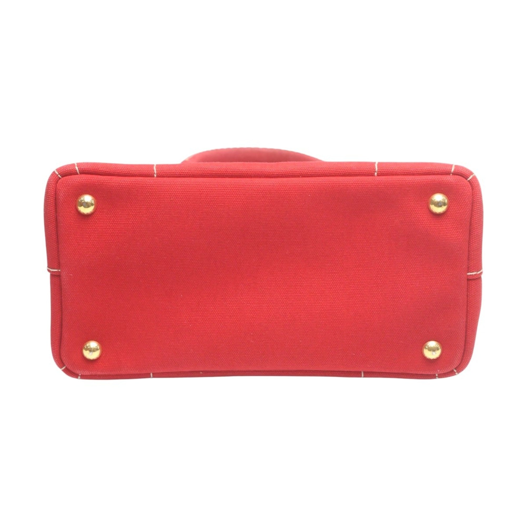 Prada Red Color Canvas Tote Bag (Pre-Owned)