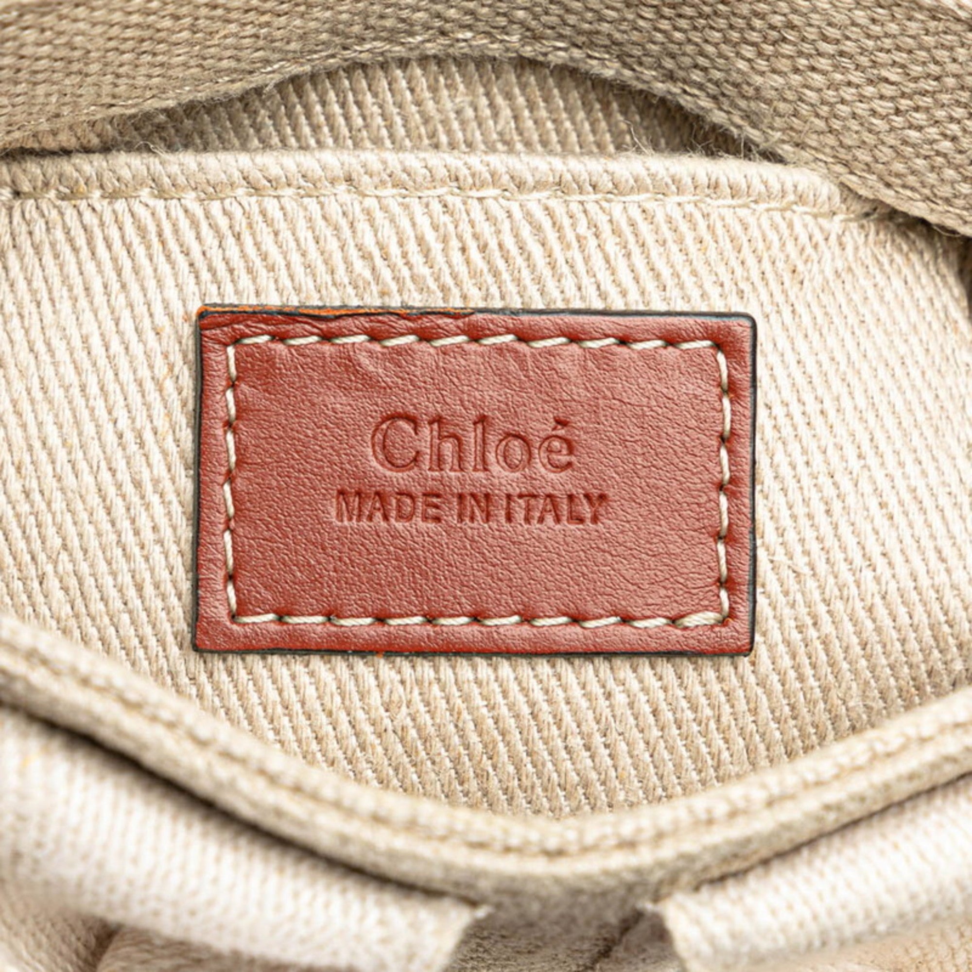 Chloé Beige Canvas Leather Handbag Shoulder Bag (Pre-Owned)