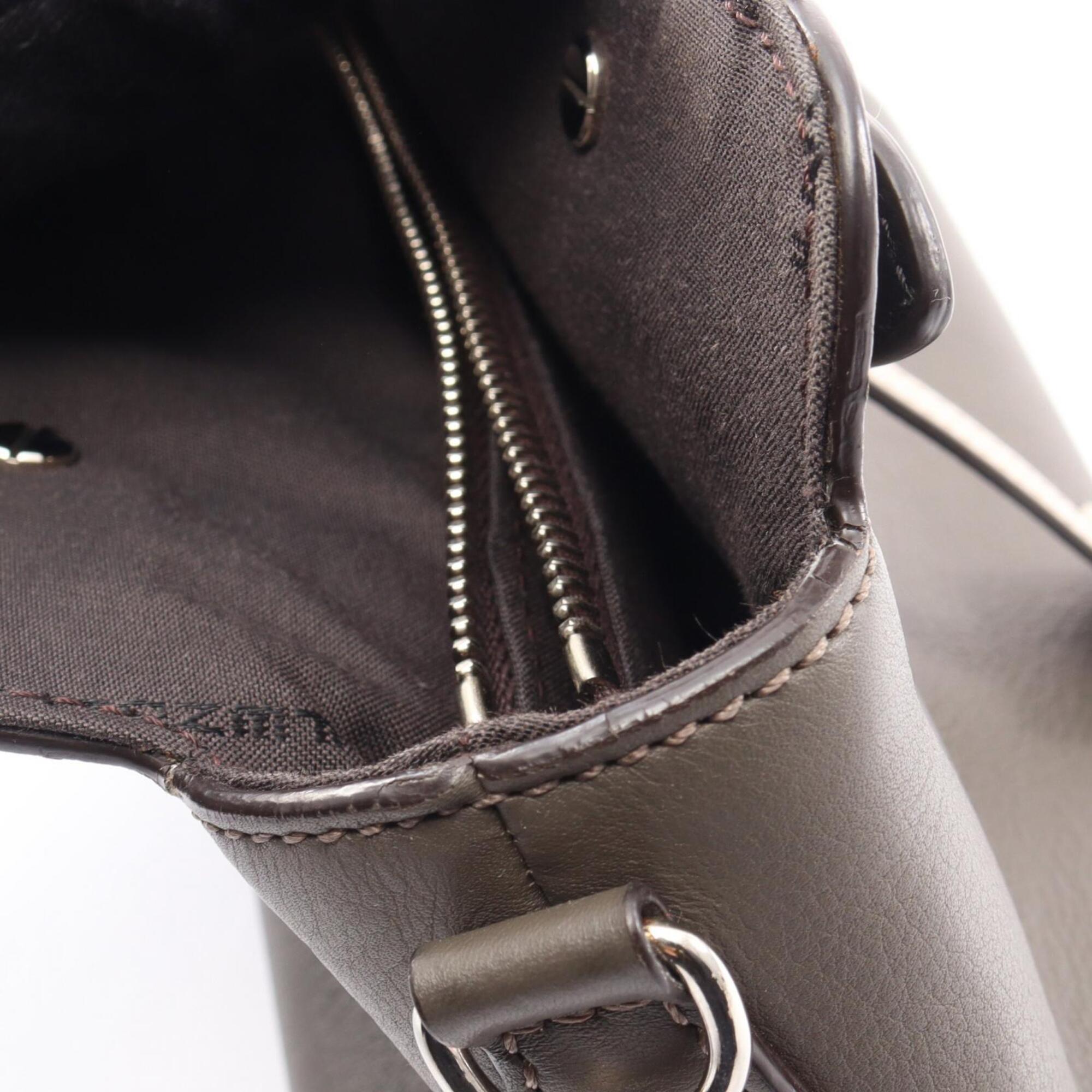 Fendi Black Gray Leather Handbag (Pre-Owned)