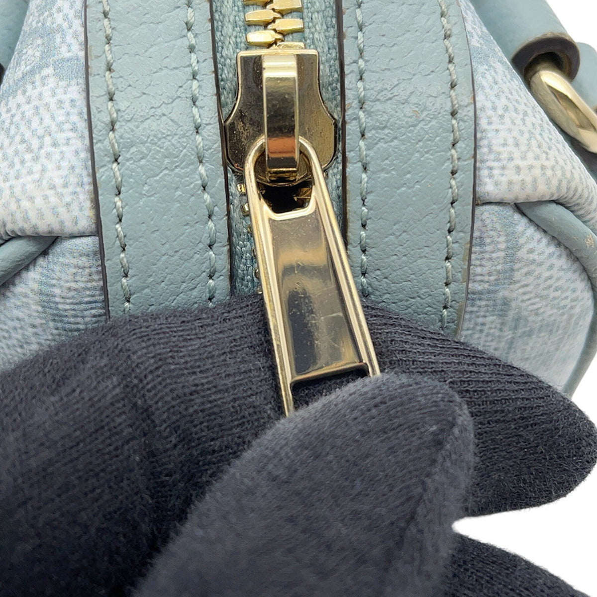 Gucci Light Blue Gg Supreme Leather Boston Bag Handbag Shoulder Bag (Pre-Owned)