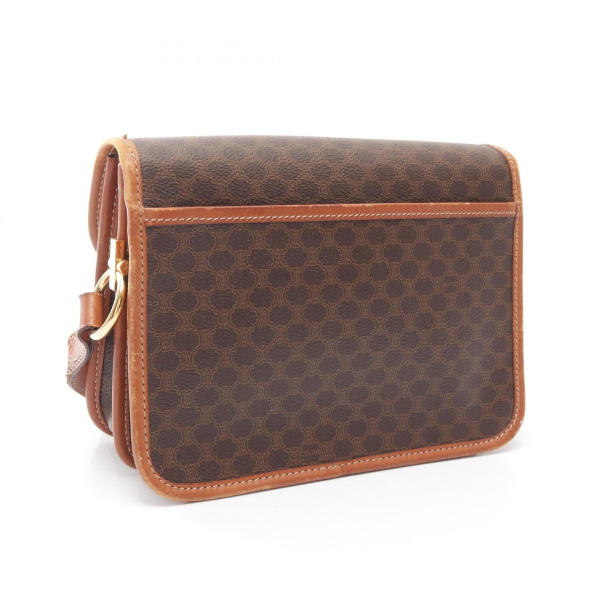 Celine Brown Coated Canvas Leather Shoulder Bag (Pre-Owned)