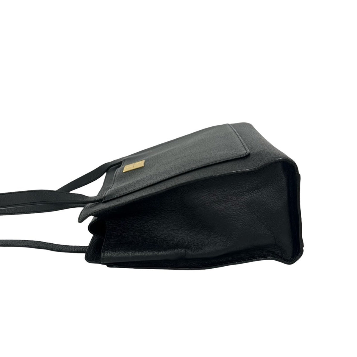 Yves Saint Laurent Black Leather Shoulder Bag Tote Bag (Pre-Owned)