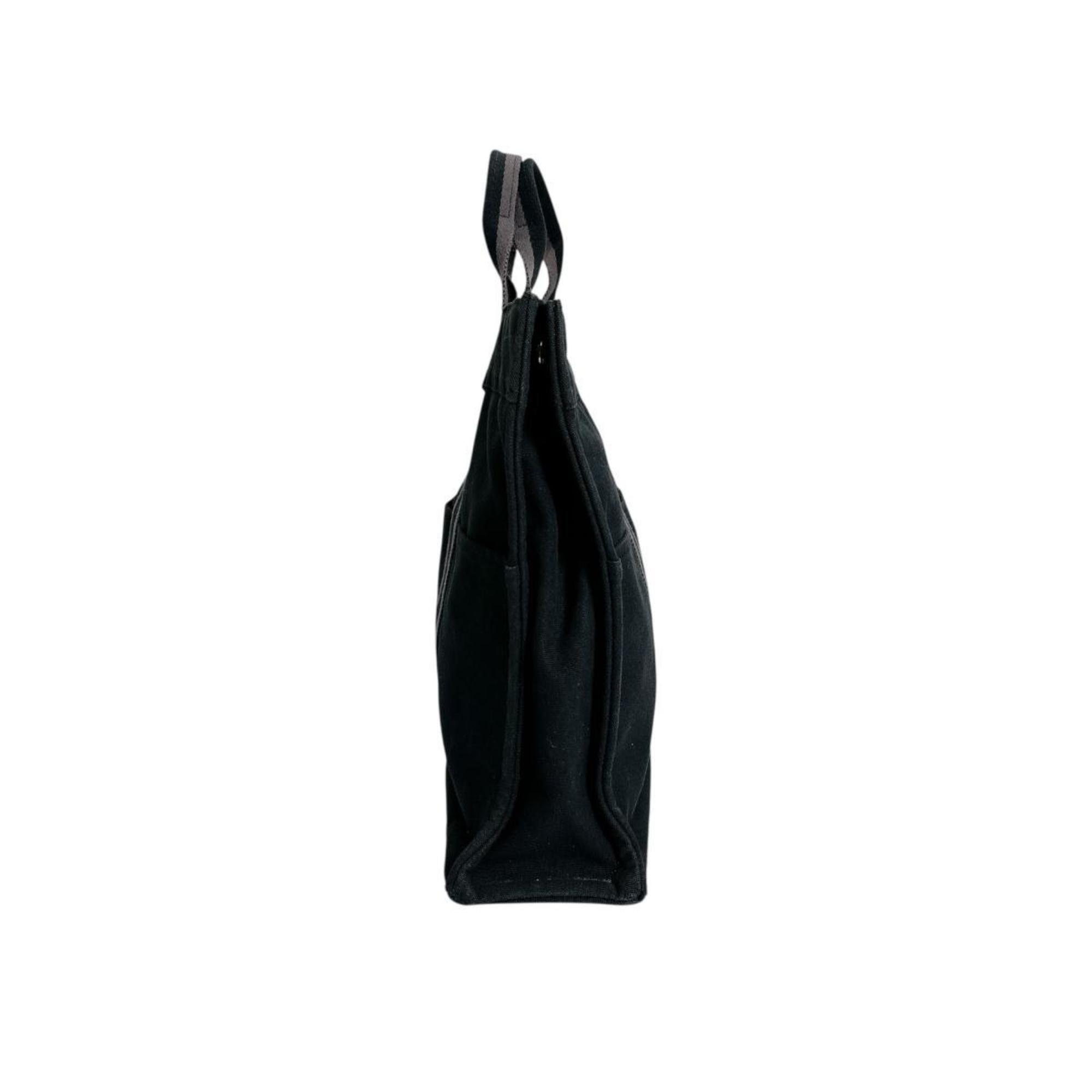 Hermes Black Canvas Handbag Tote Bag (Pre-Owned)