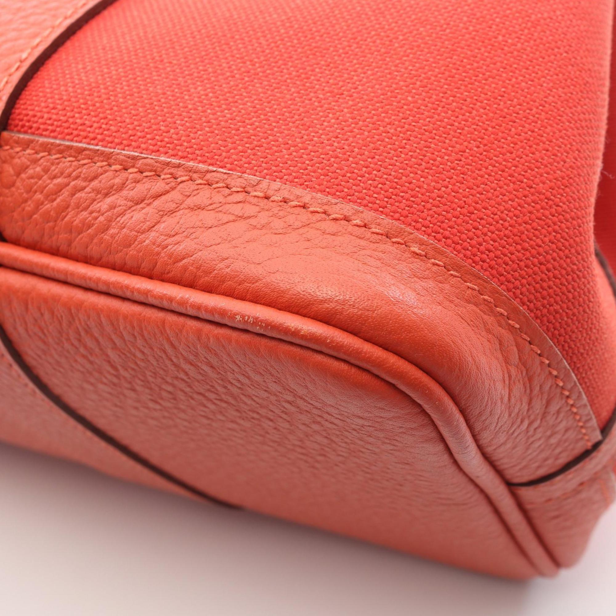 Hermes Red Color Canvas Handbag Tote Bag (Pre-Owned)