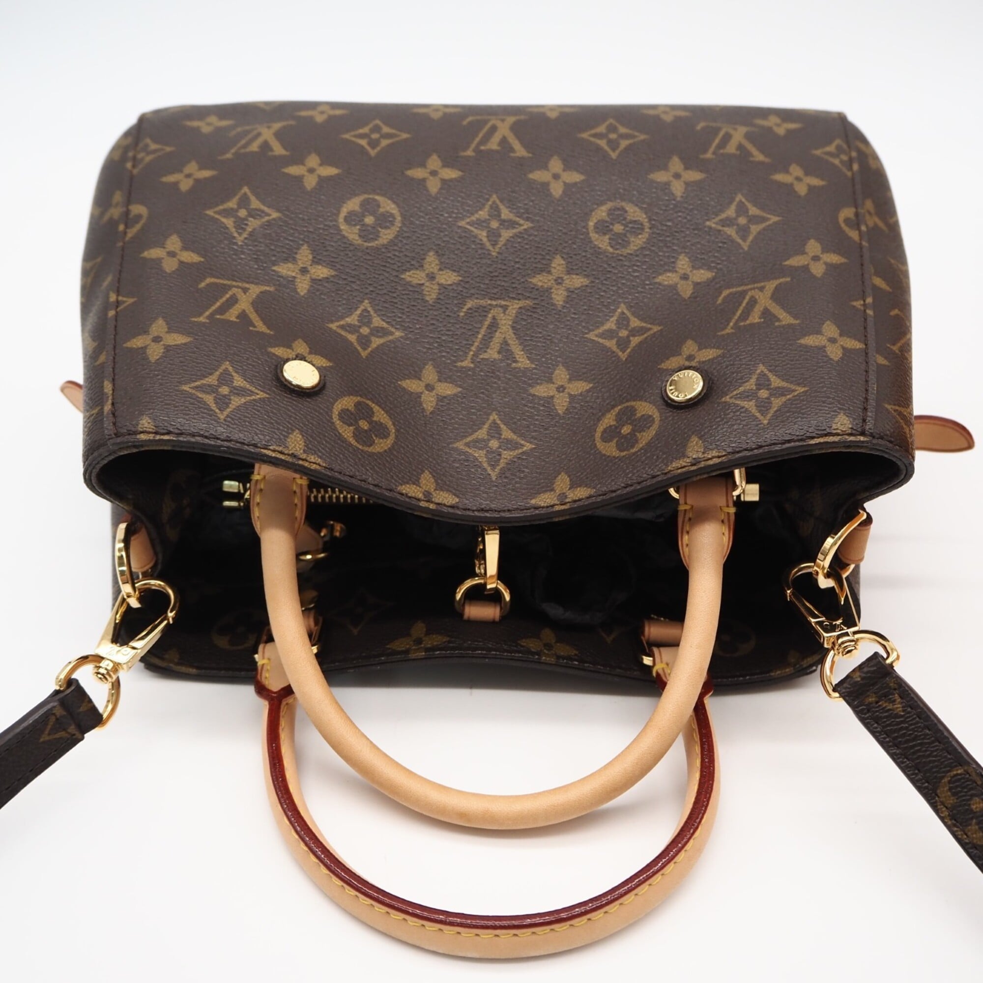 Louis Vuitton Beige Brown Coated Canvas Handbag Shoulder Bag (Pre-Owned)