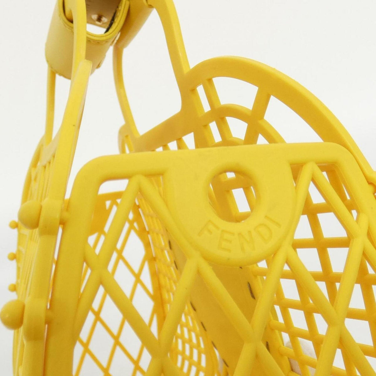 Fendi Yellow Plastic Leather Basket Handbag (Pre-Owned)