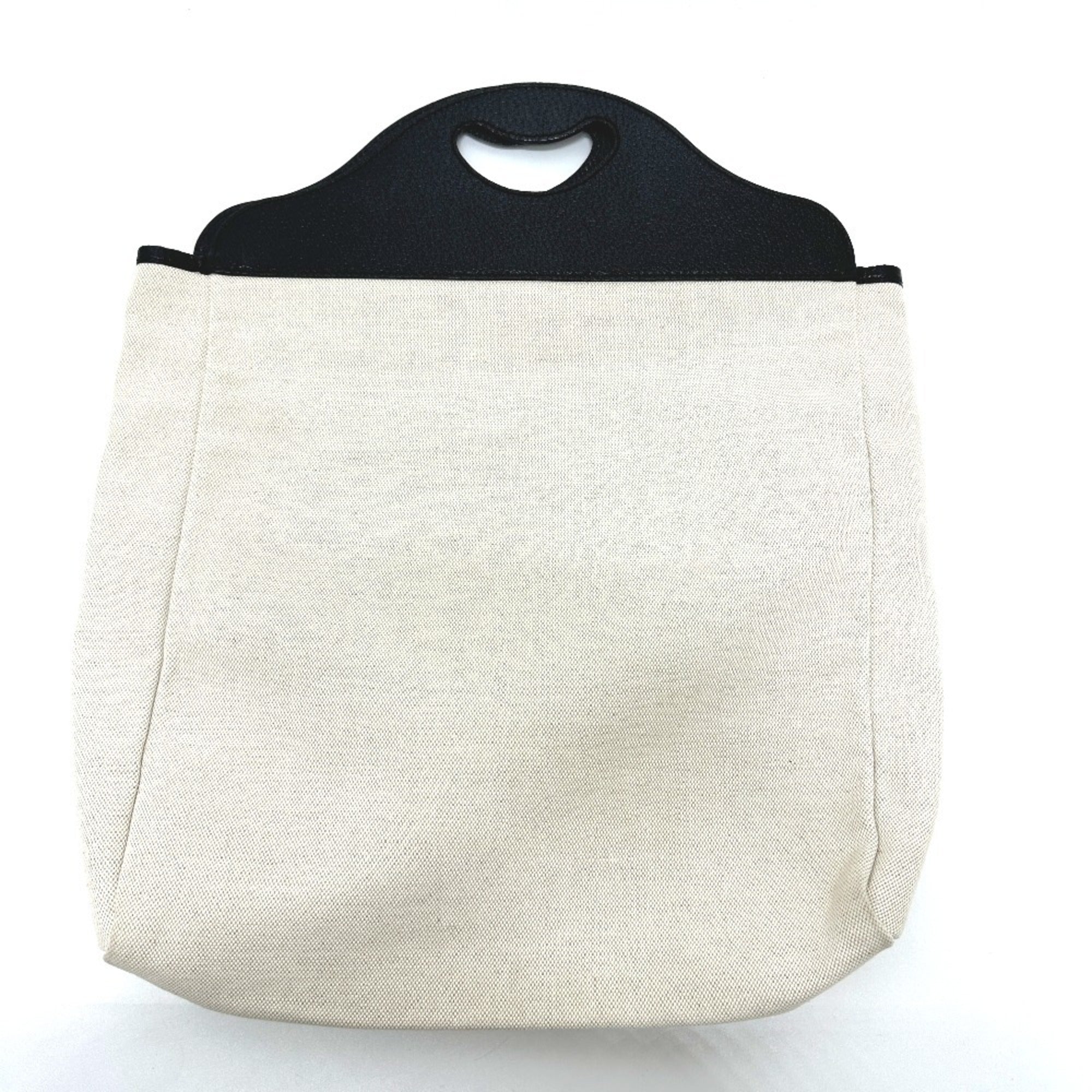 Gucci Beige Black Canvas Leather Handbag (Pre-Owned)