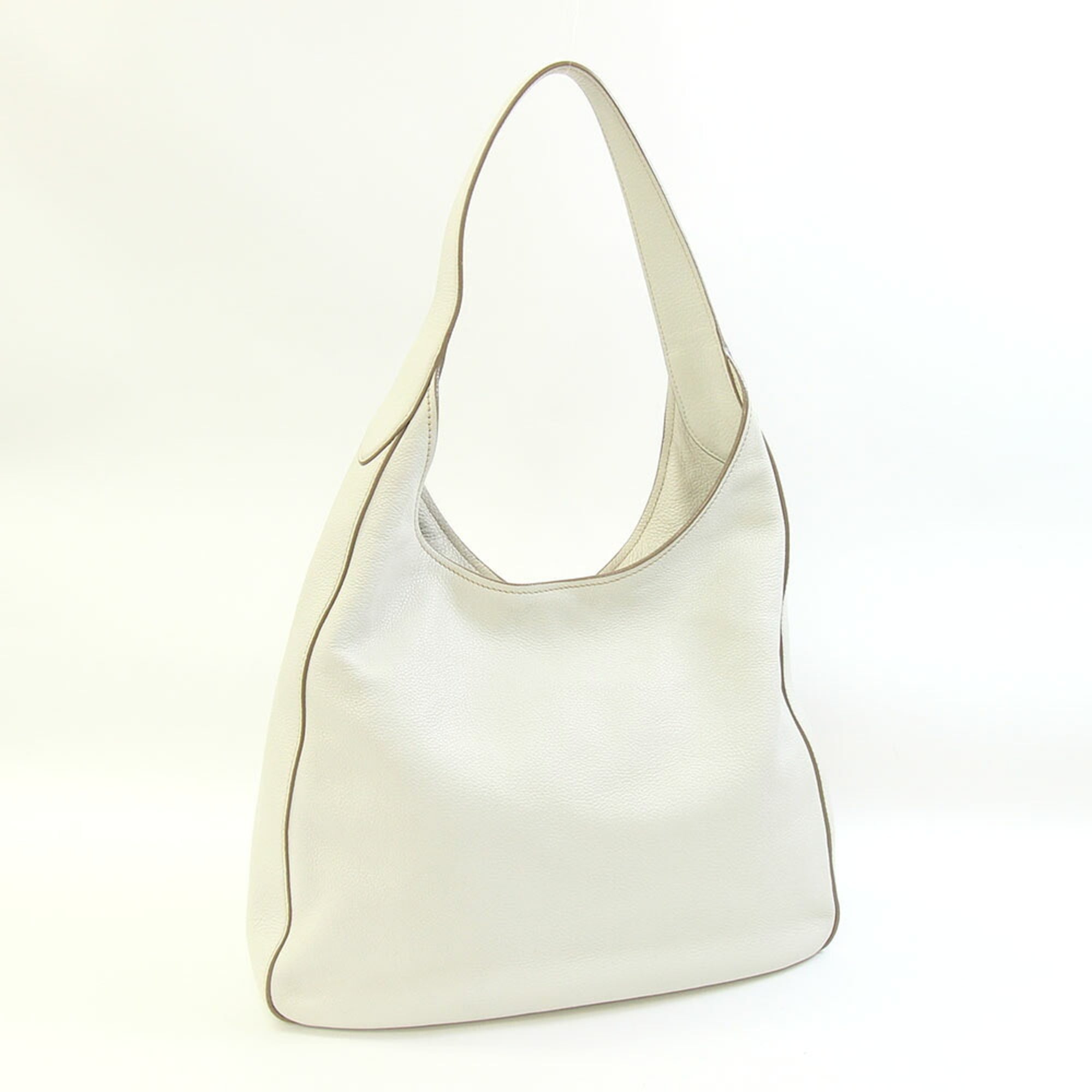 Prada Off-White Talco Leather Shoulder Bag (Pre-Owned)