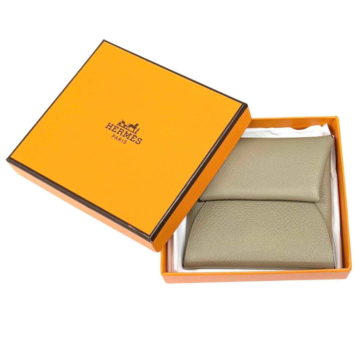 Hermes Bastia Beige Evercalf Leather Coin Purse/Coin Case (Pre-Owned)