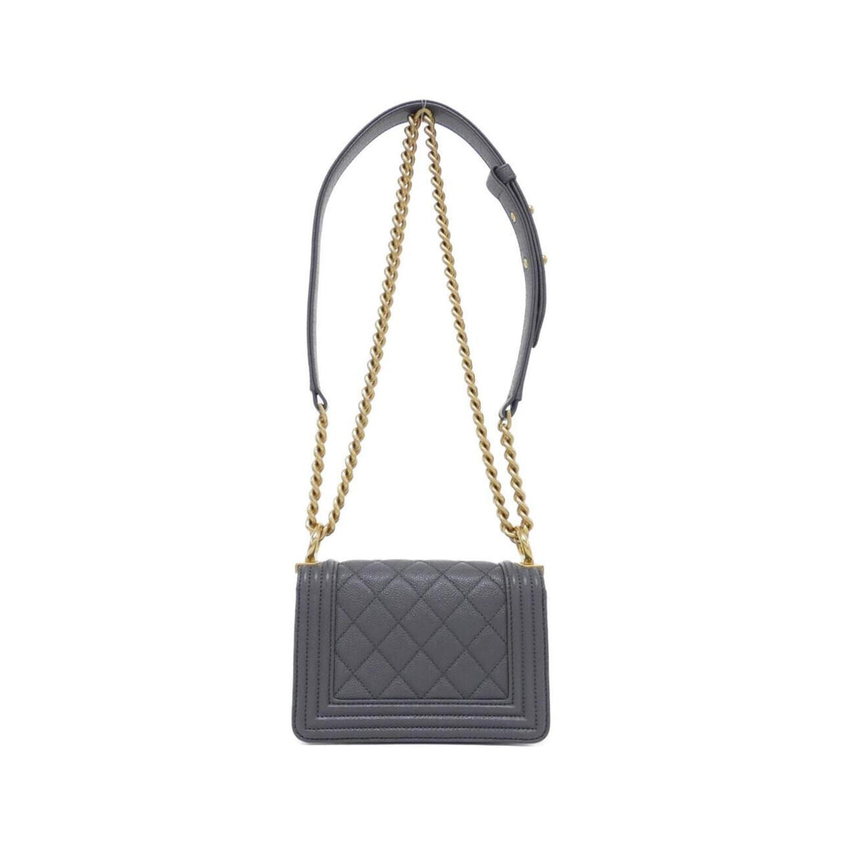 Chanel Gray Grained Calfskin Shoulder Bag (Pre-Owned)