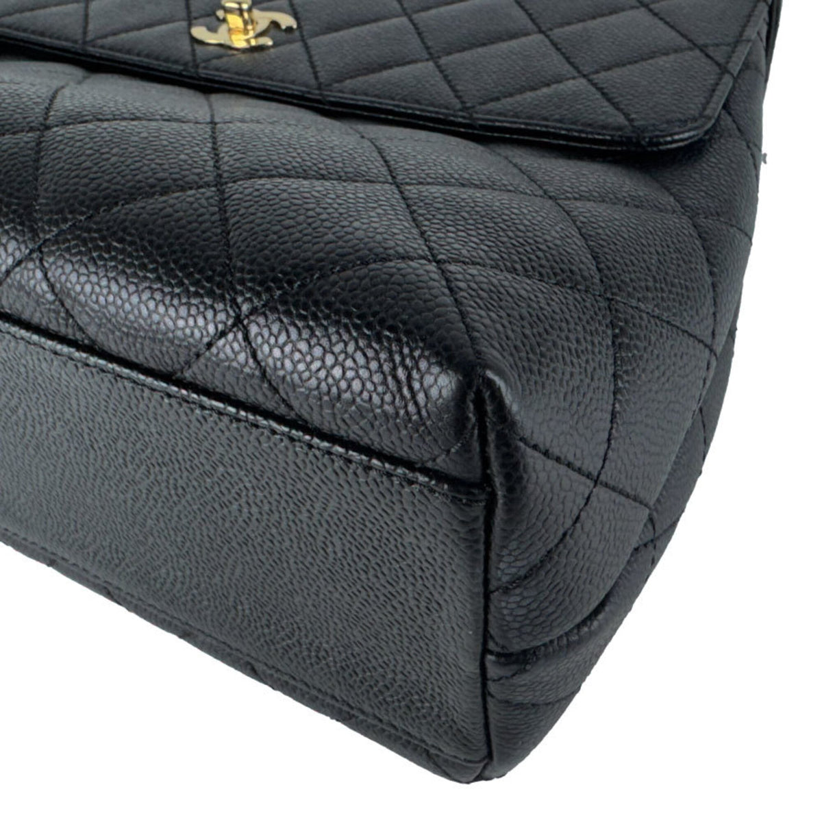 Chanel Black Grained Calfskin Handbag (Pre-Owned)