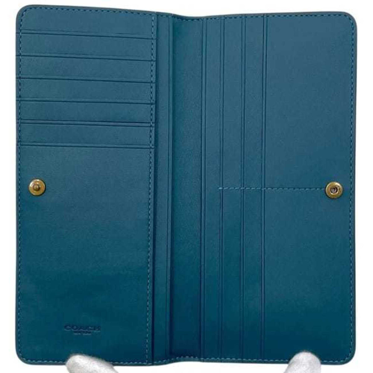 Coach Blue Green Leather Long Wallet (Bi-Fold) (Pre-Owned)