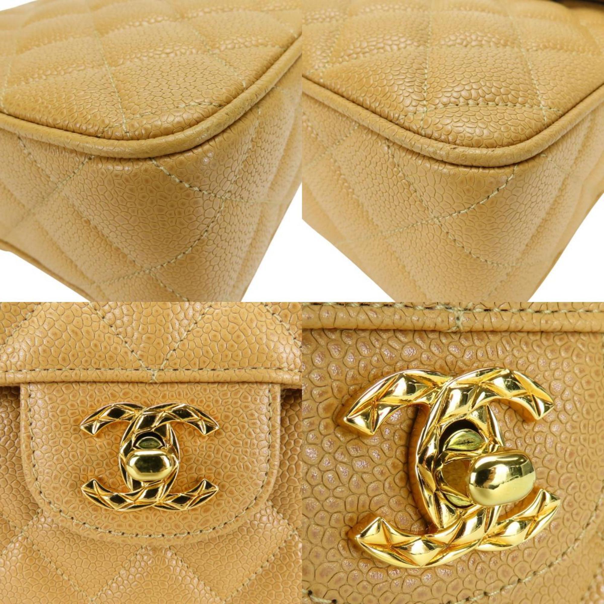 Chanel Beige Grained Calfskin Shoulder Bag (Pre-Owned)