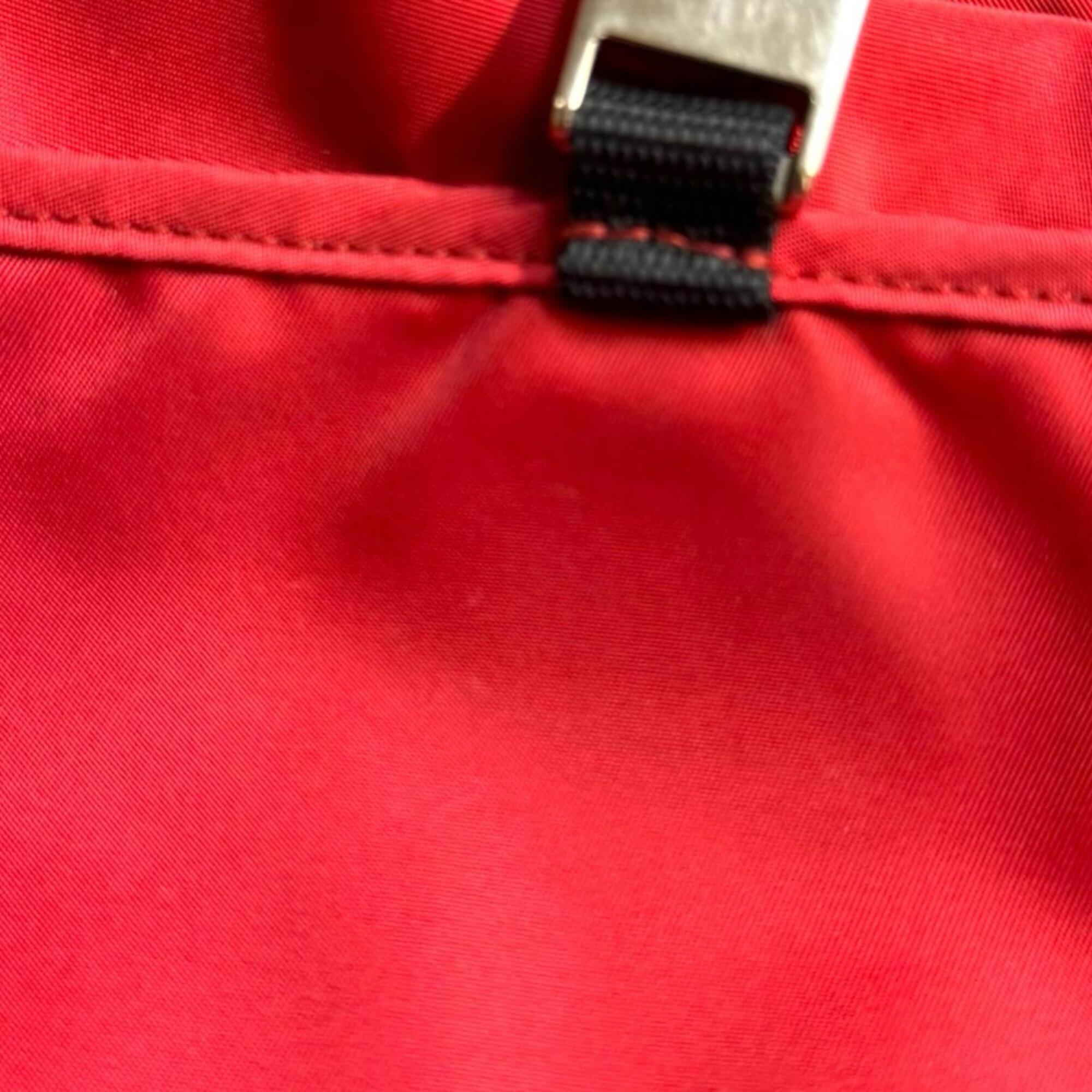 Prada Red Color Nylon Shoulder Bag (Pre-Owned)