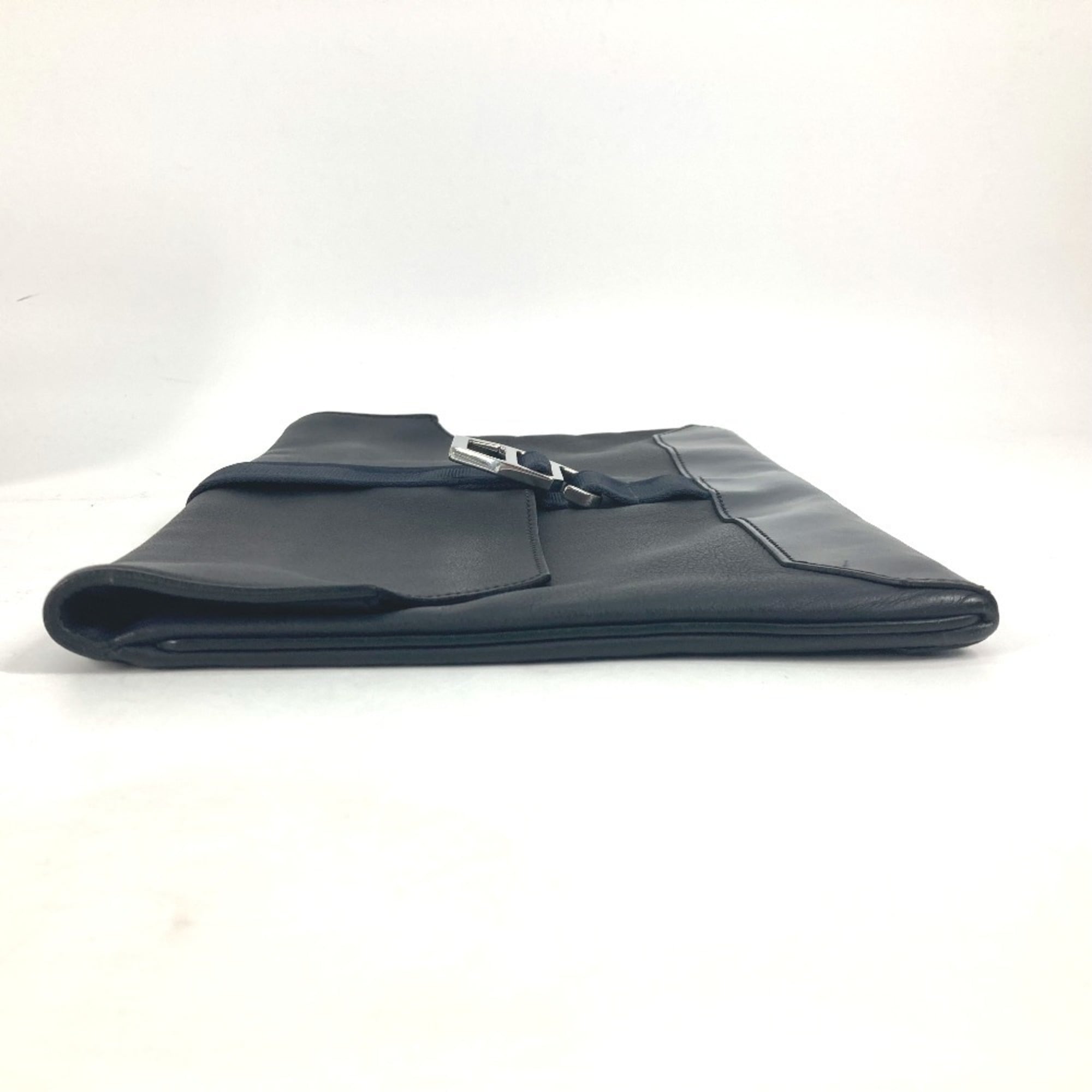 Hermes Navy Leather Clutch Bag Pouch (Pre-Owned)
