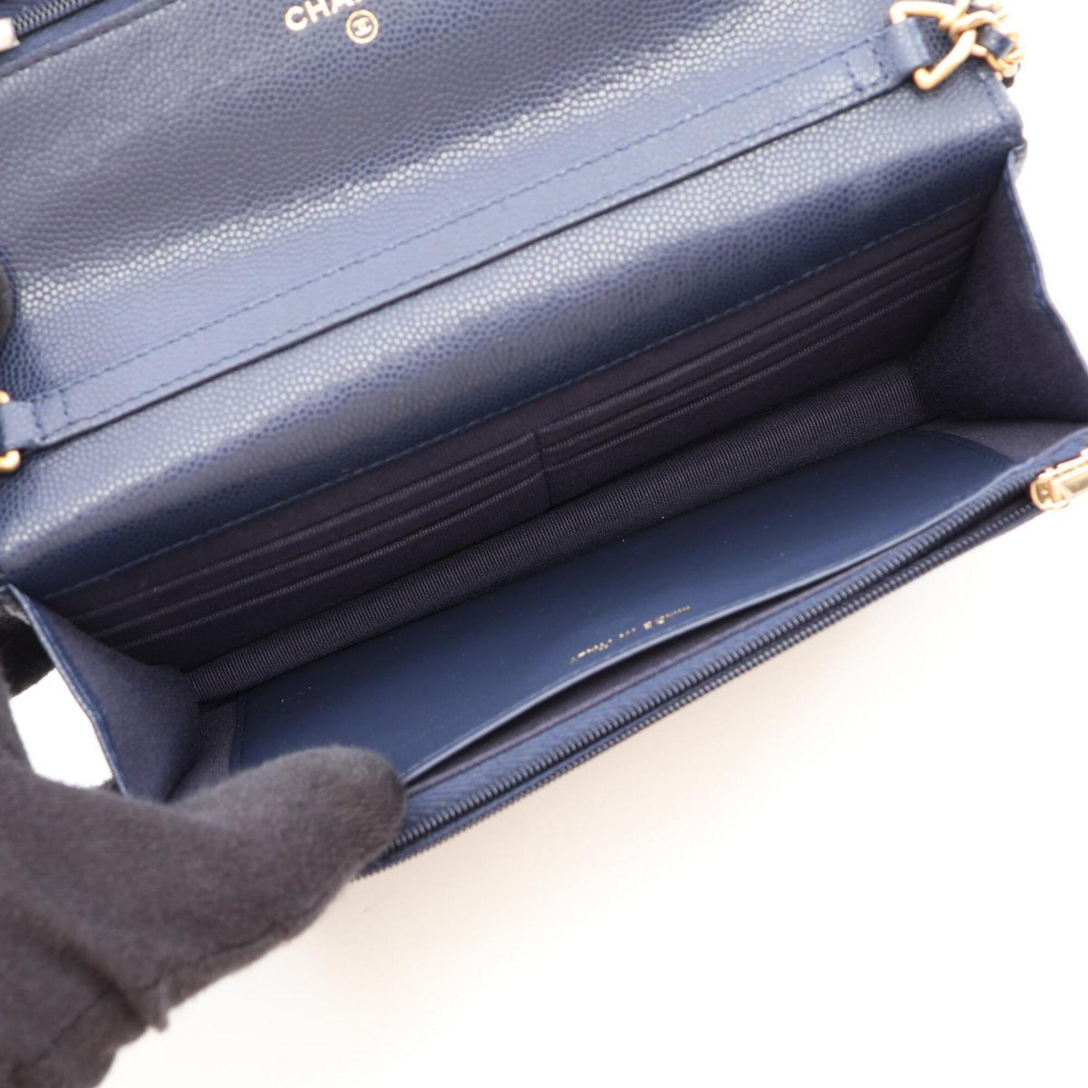 Chanel Navy Grained Calfskin Handbag Shoulder Bag (Pre-Owned)